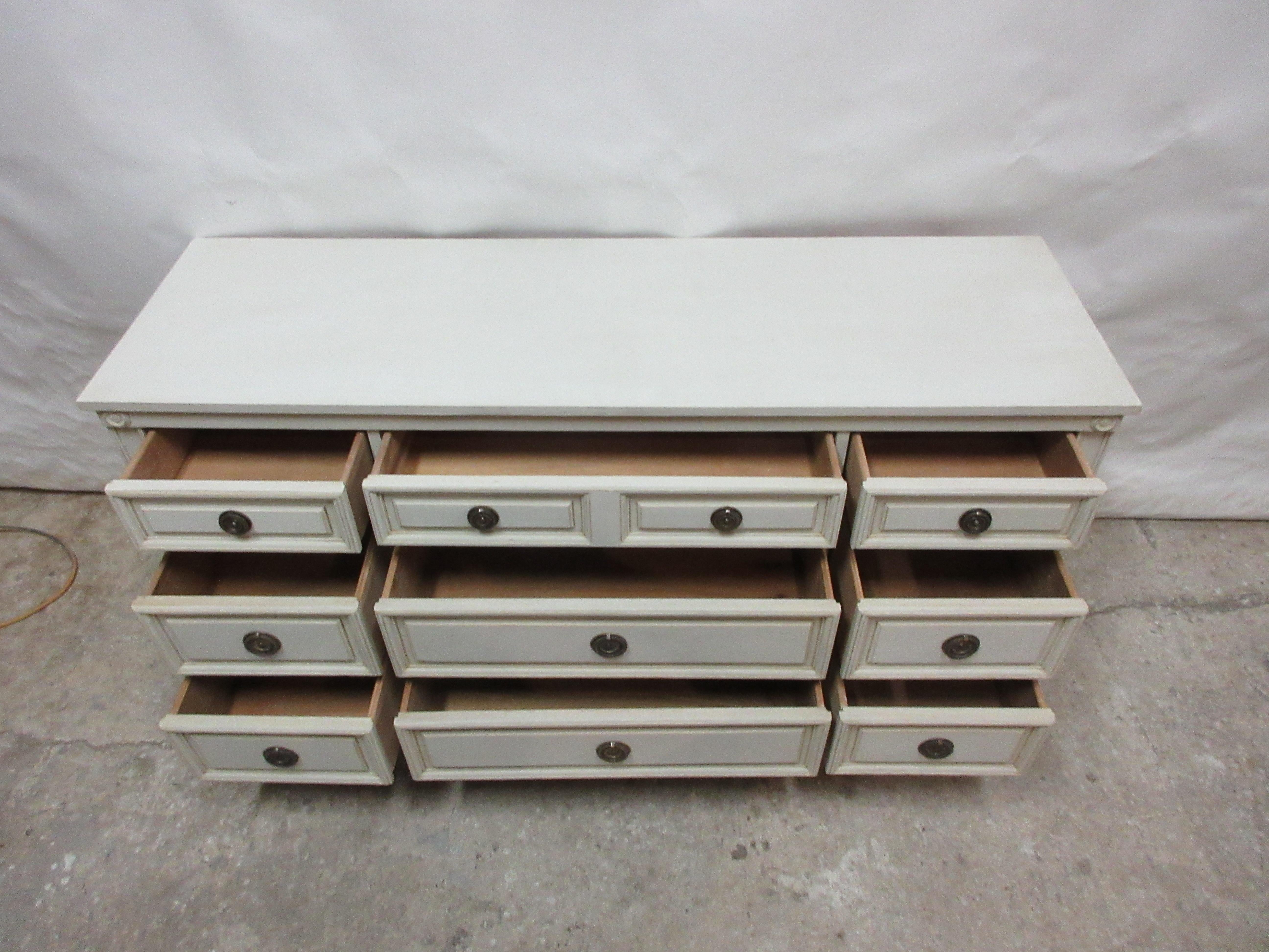Gustavian Style 9 Drawer Dresser 1