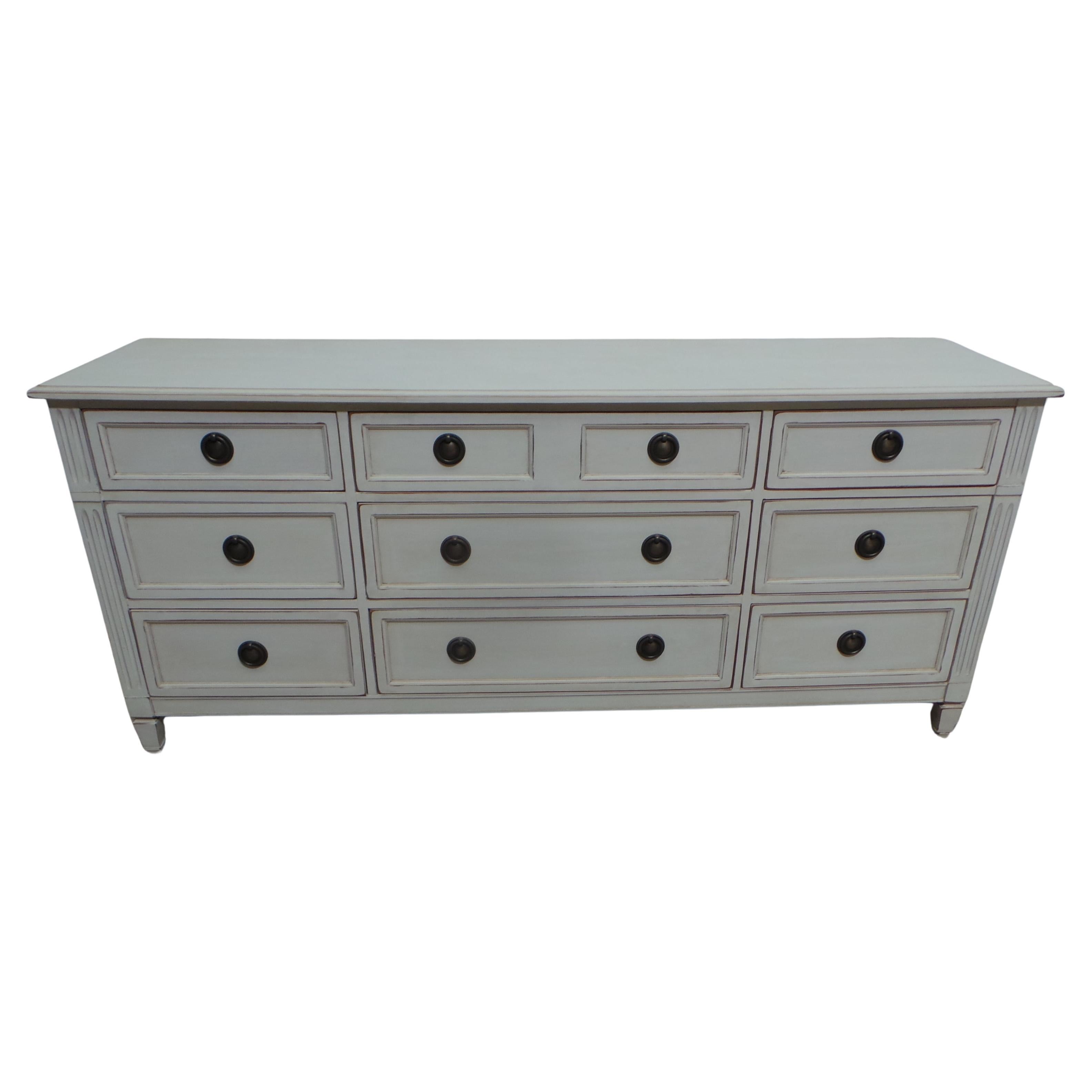 Gustavian Style 9 Drawer Dresser For Sale