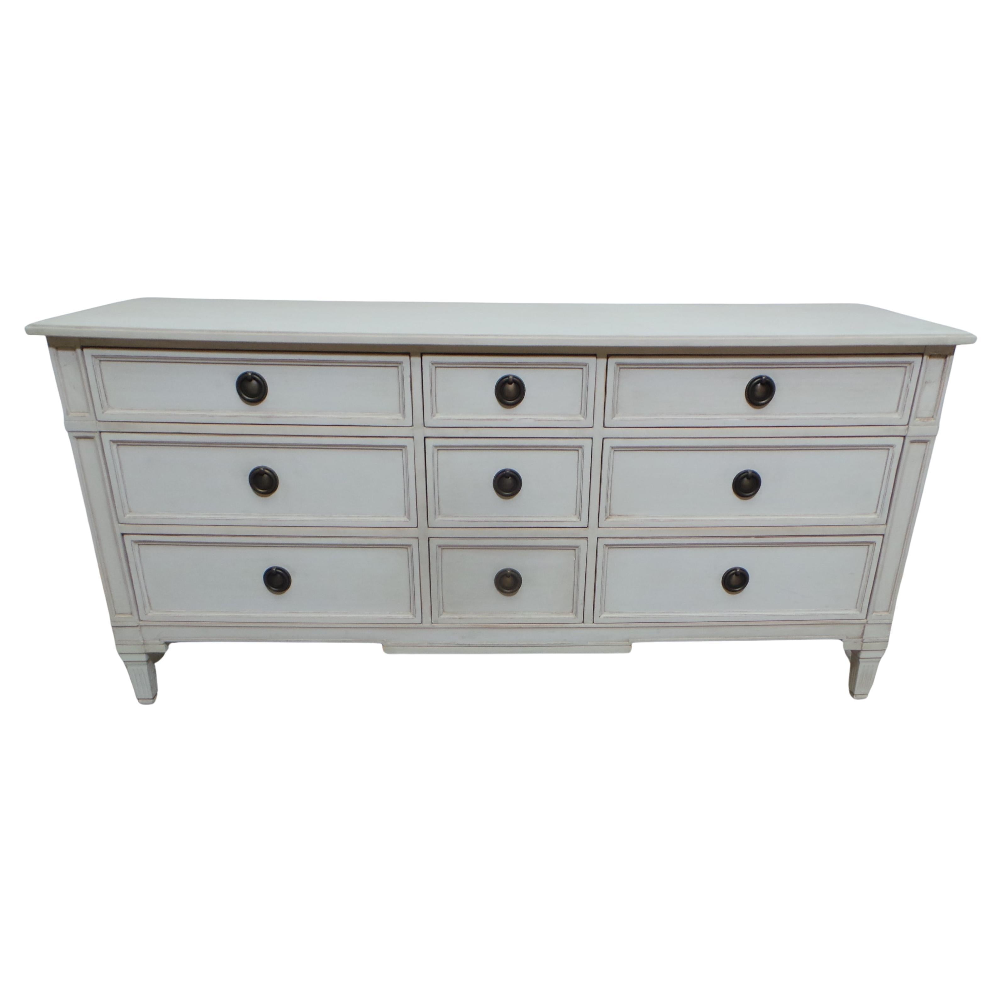 Gustavian Style 9 Drawer Dresser For Sale