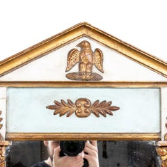Gustavian-Style Blue, White, and Gold Mirror