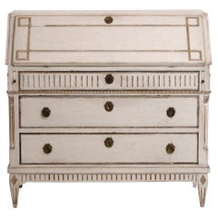 Gustavian Style Bureau in Original Paint and Guilt, Early 19th Century