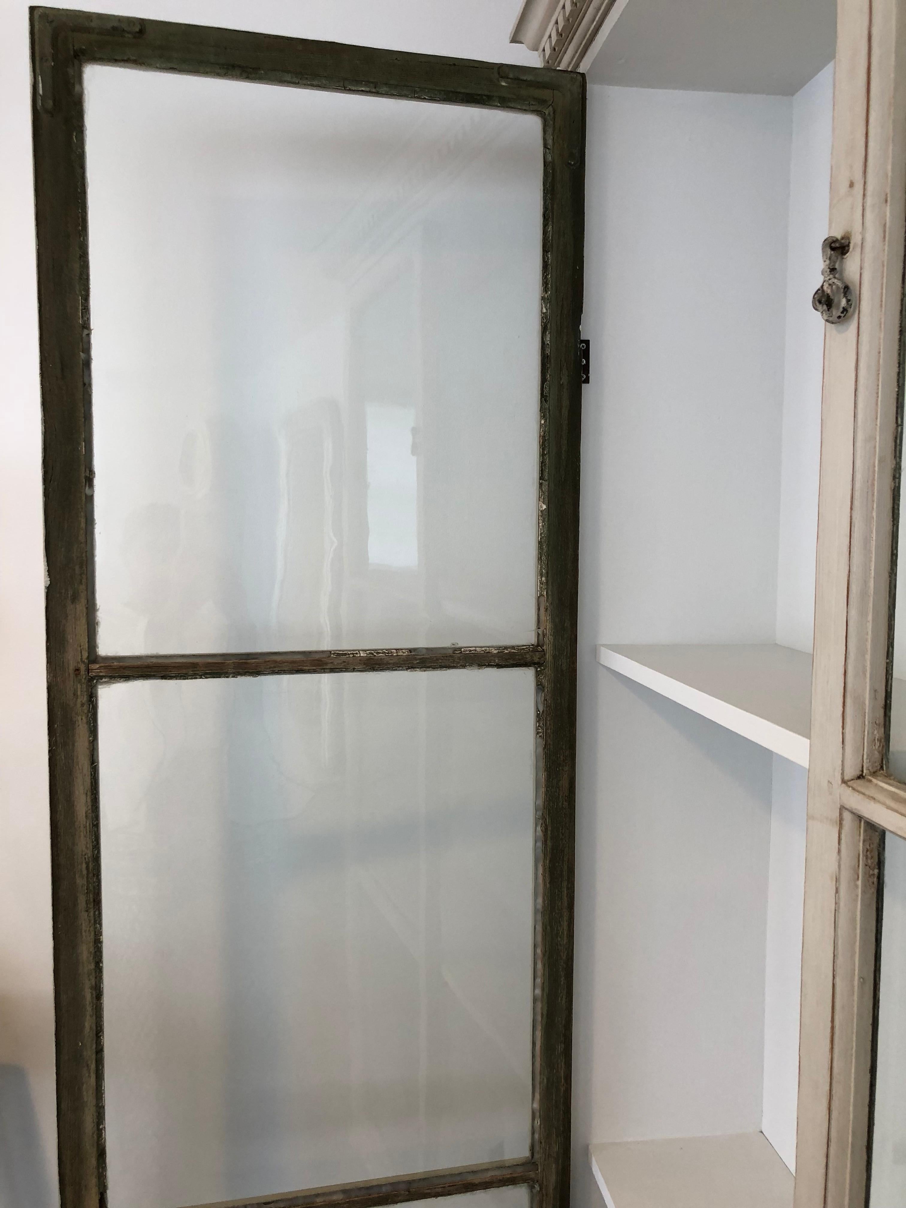 19th Century Gustavian Style Cabinet with Antique Glass Doors For Sale