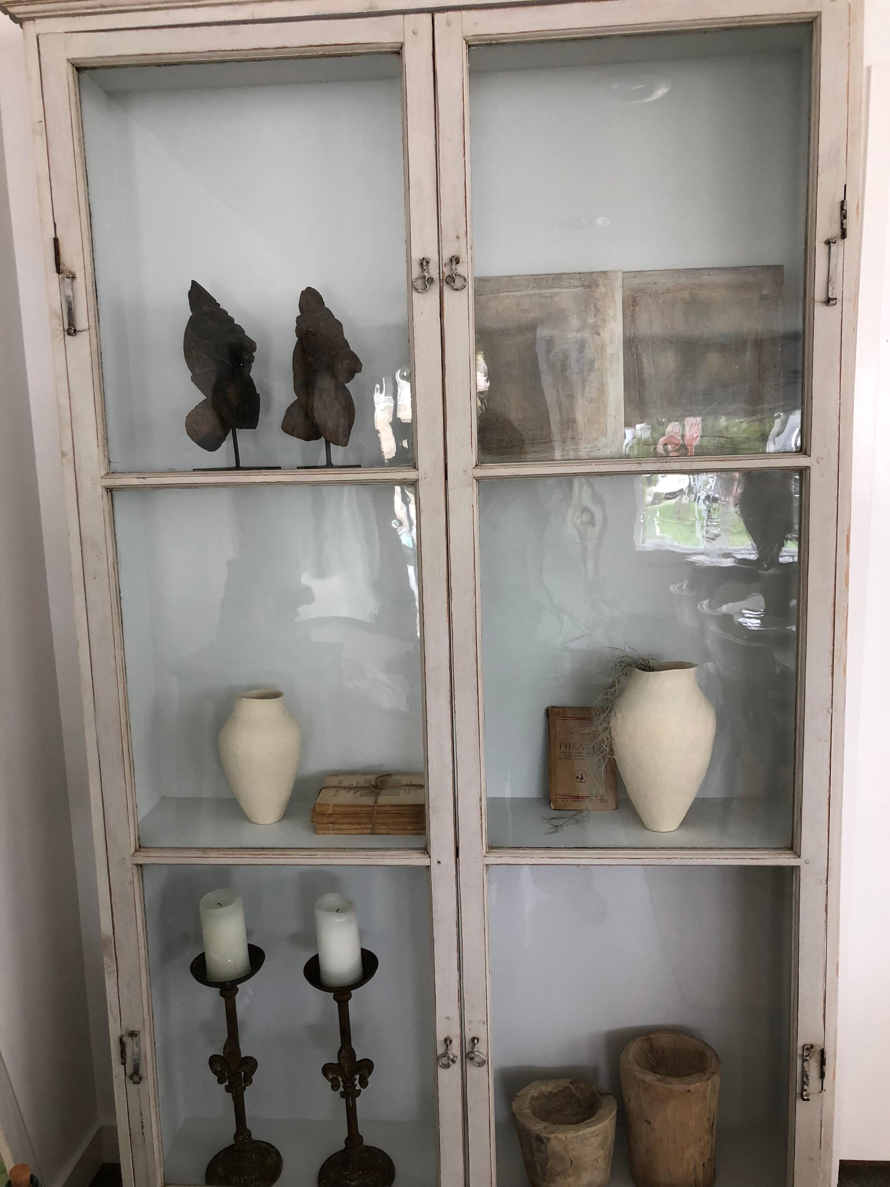 Gustavian Style Cabinet with Antique Glass Doors For Sale 2
