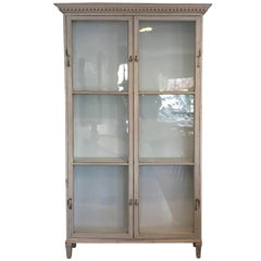 Gustavian Style Cabinet with Antique Glass Doors