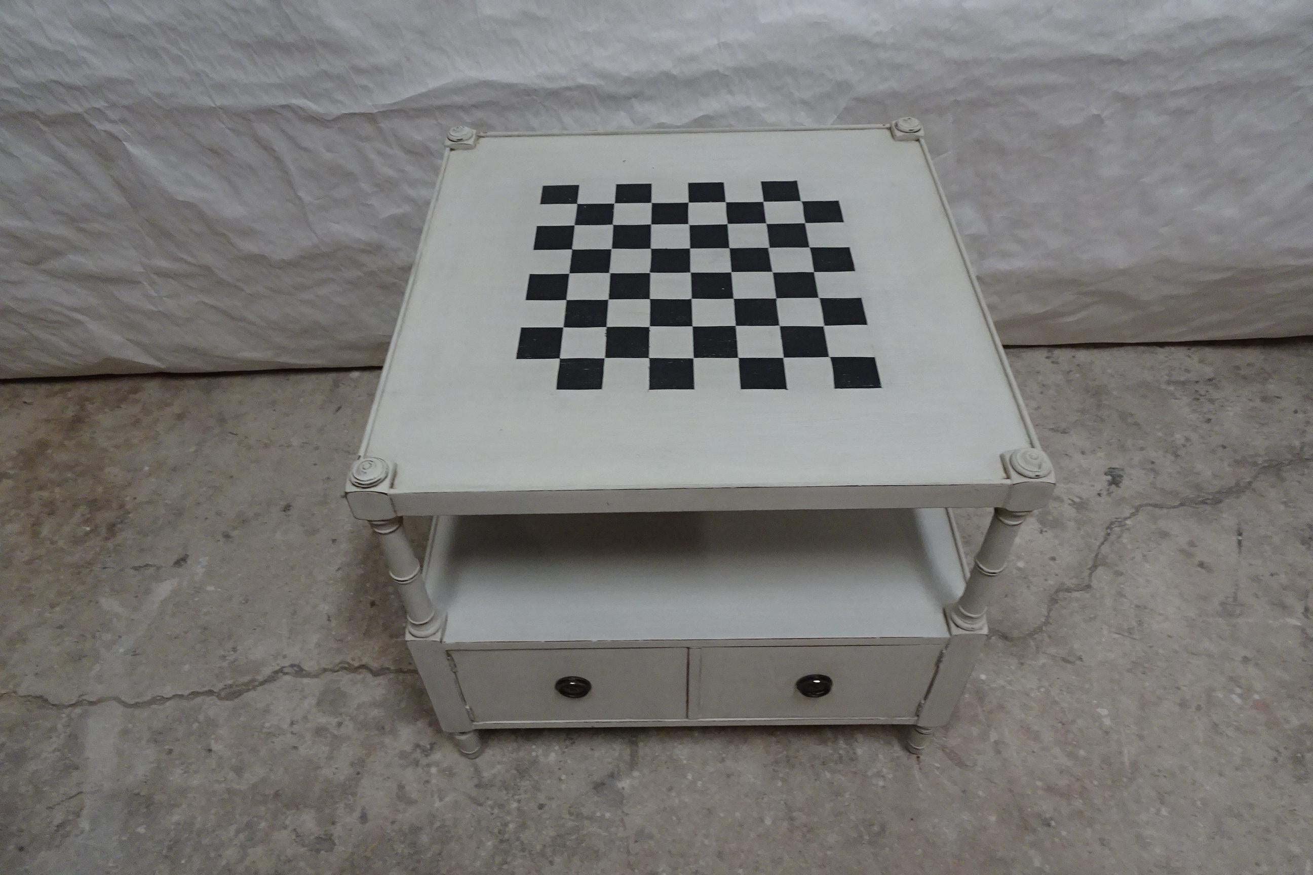 Swedish Gustavian Style Chess Side Table For Sale