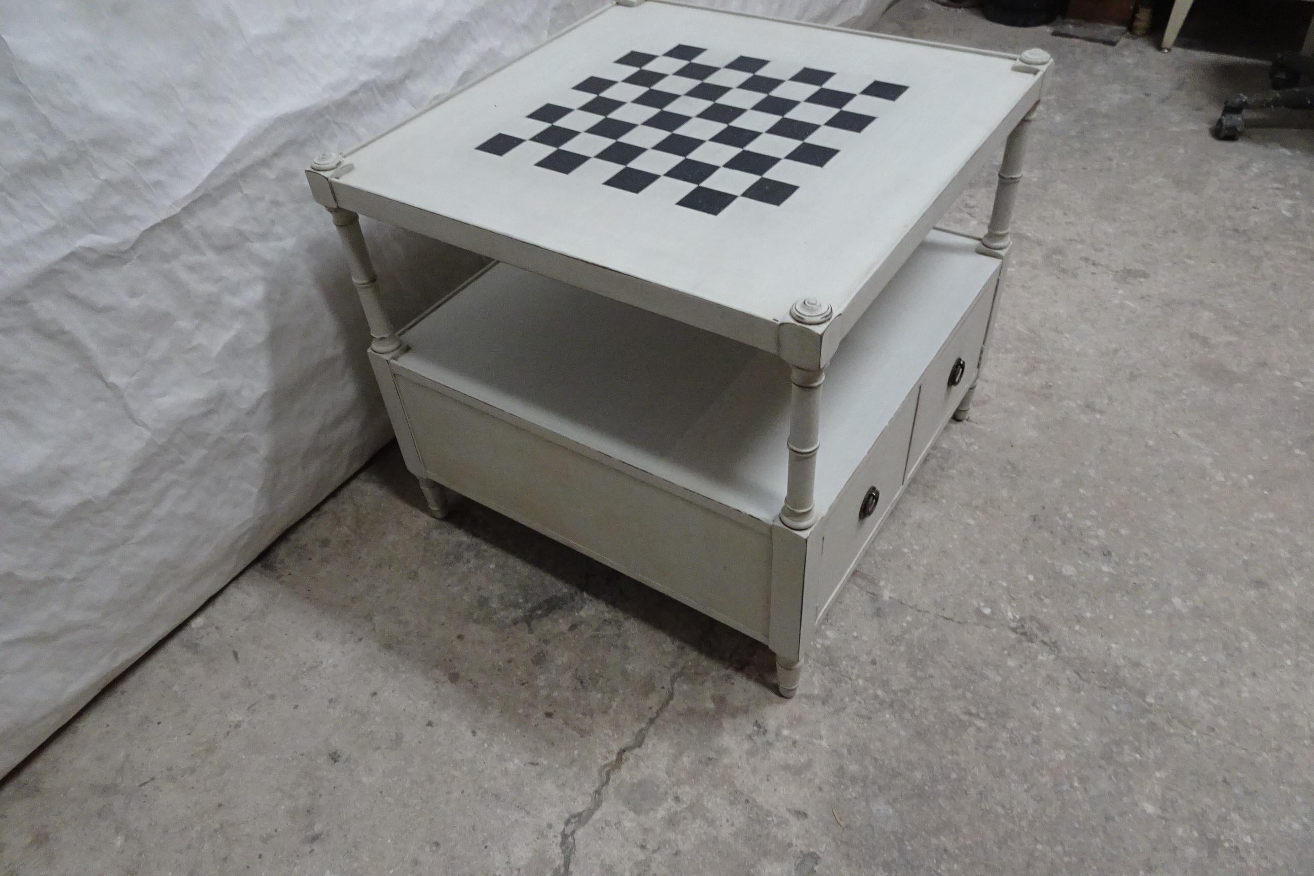 Mid-20th Century Gustavian Style Chess Side Table For Sale