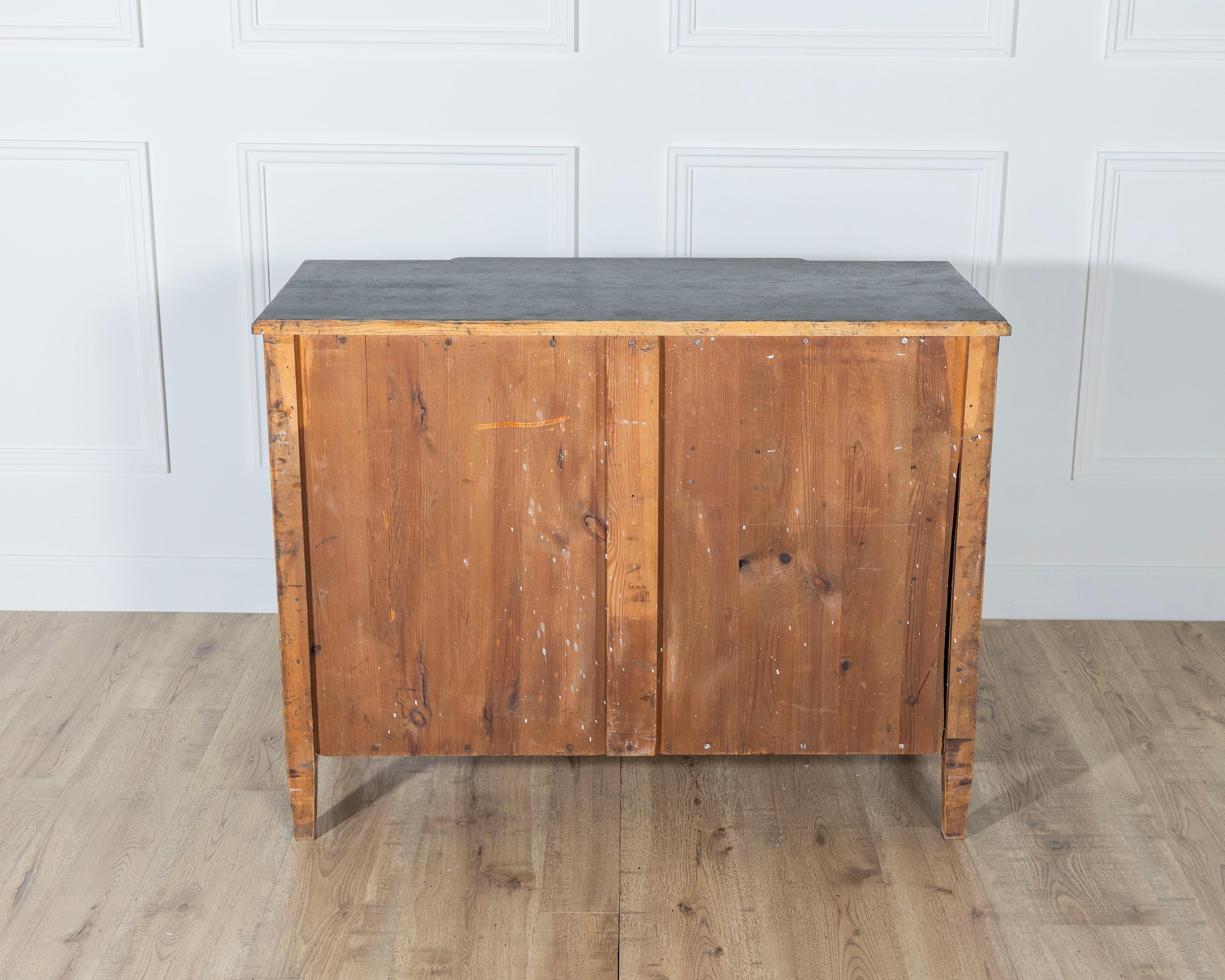 Gustavian Style Chest of Drawers in Black with Brass Hardware and Carved Details For Sale 2