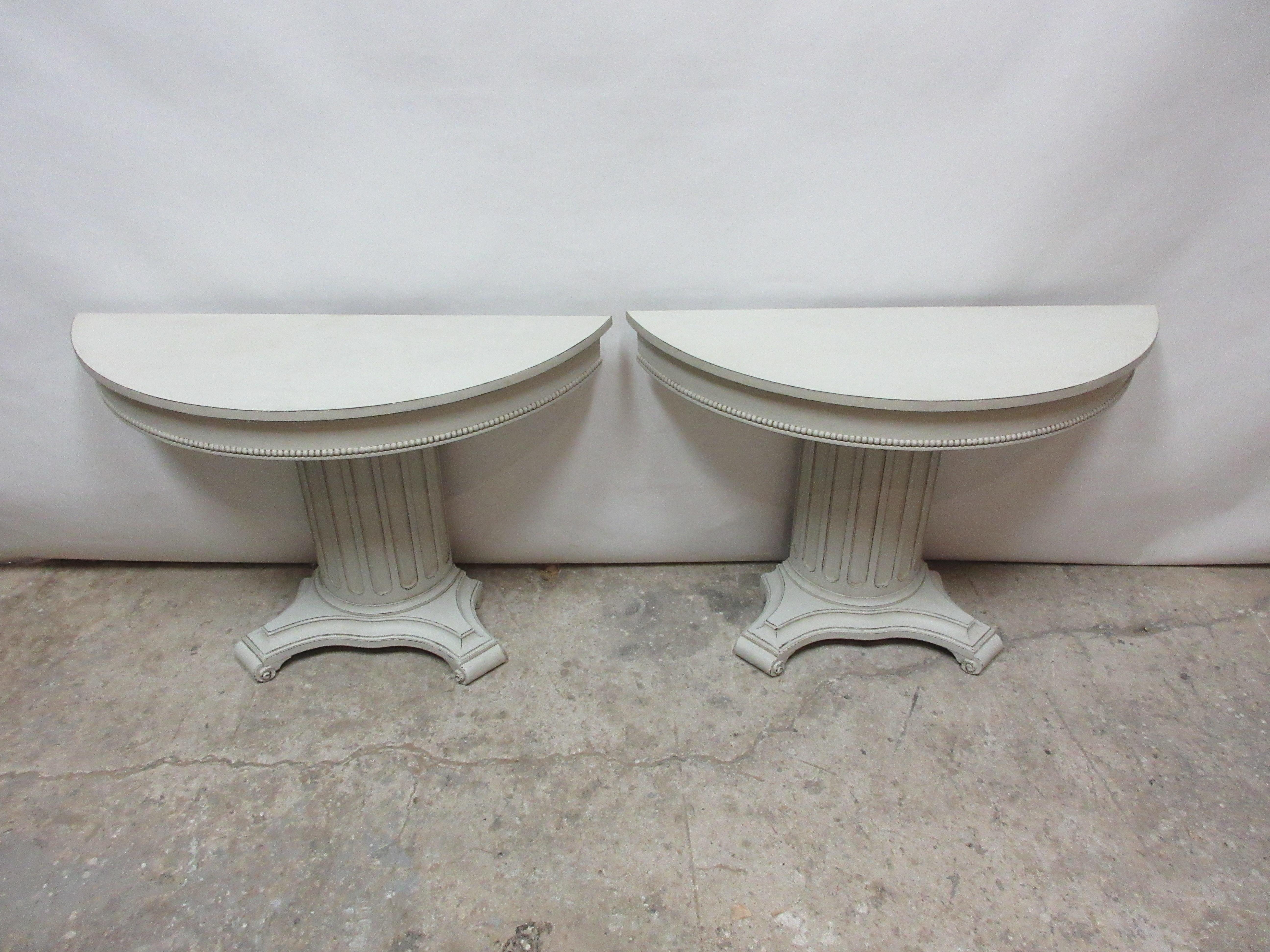 Swedish Gustavian Style Column Console Tables