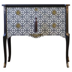 Gustavian Style Commode in Black & White Art Deco Style