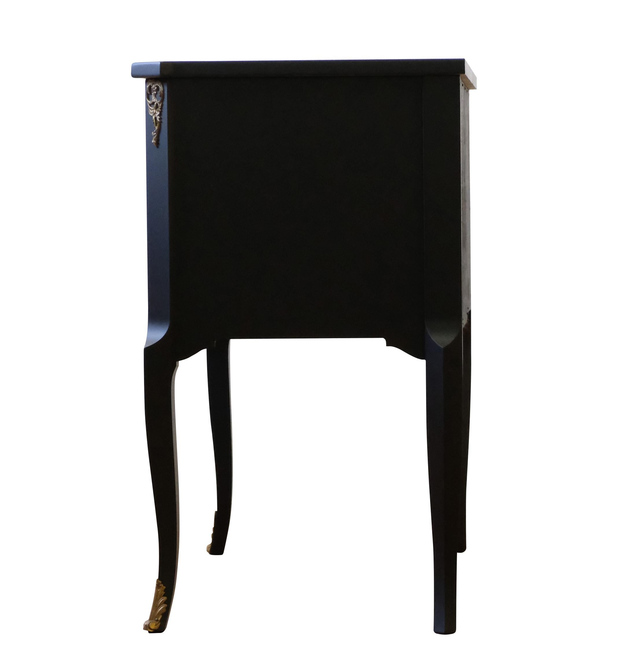 Gustavian Style Commode in Black with Brass Details 4