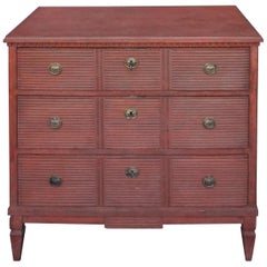 Gustavian Style Commode in Brick Red Paint