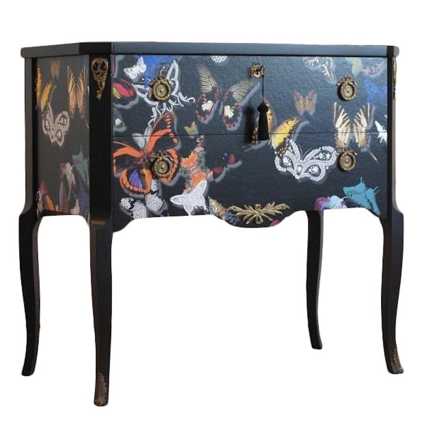 Mid-20th Century Gustavian Style Commode with Butterfly Christian Lacroix Design For Sale