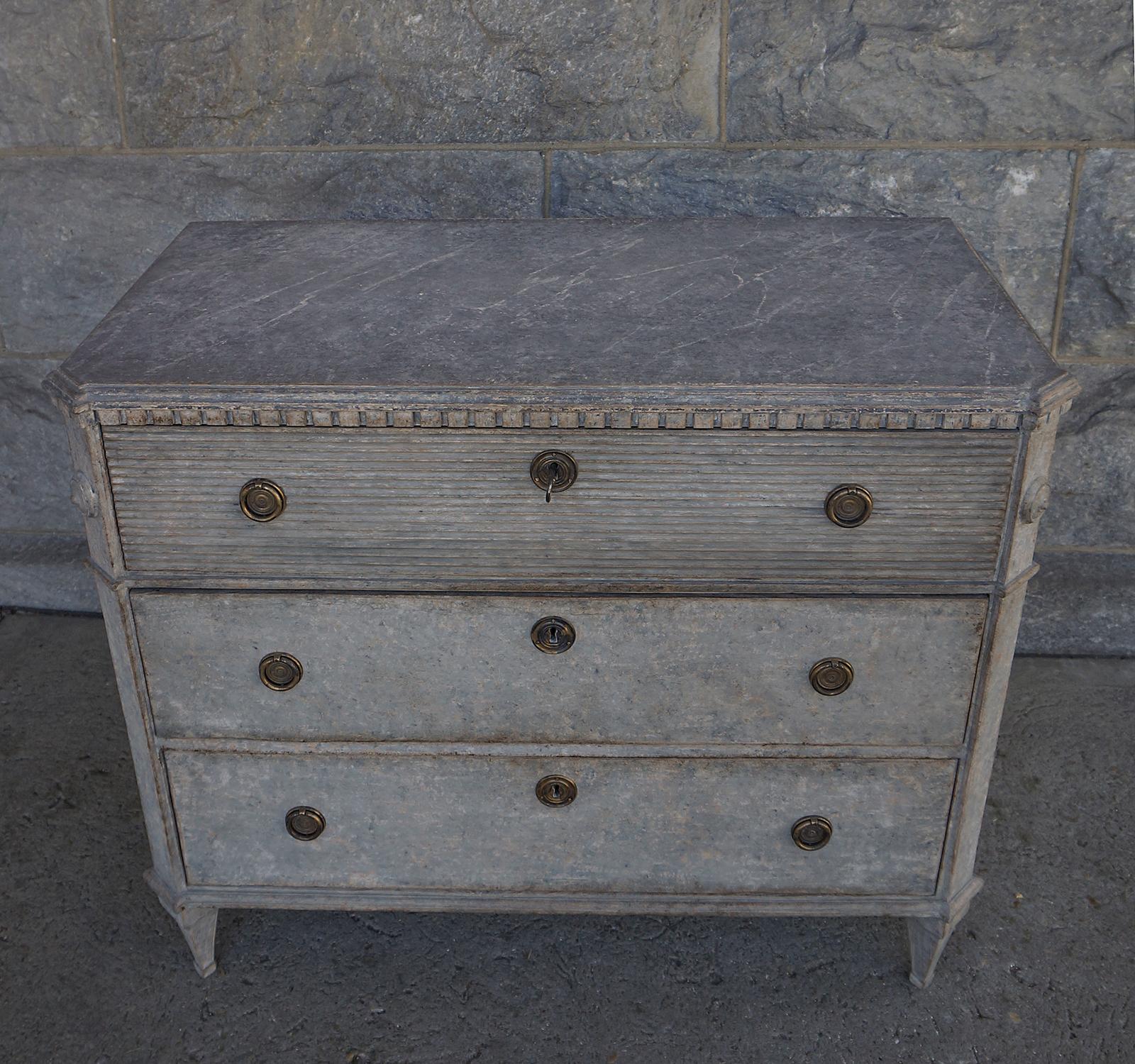 Swedish Gustavian Style Commode with Fluted Detail