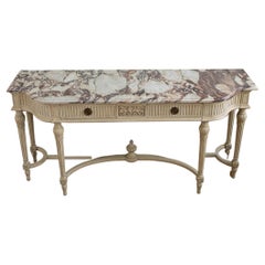 Gustavian Style Console Featuring French Breche Violette Marble