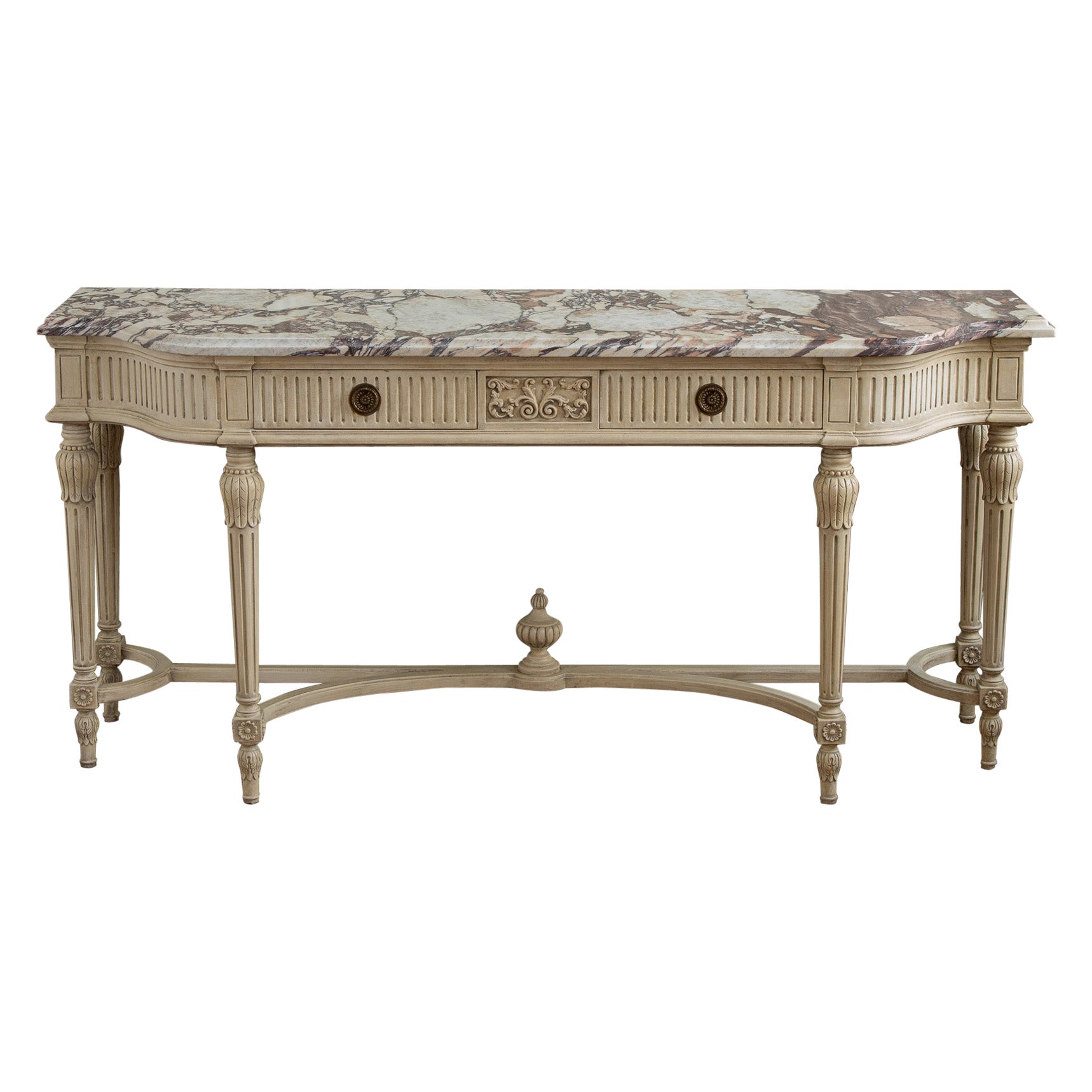Consola de estilo Gustaviano con mármol francés Breche Violette en venta