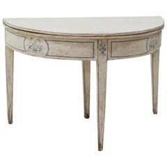 Antique Gustavian-Style Demi Lune Console Table, First Half 19th Century