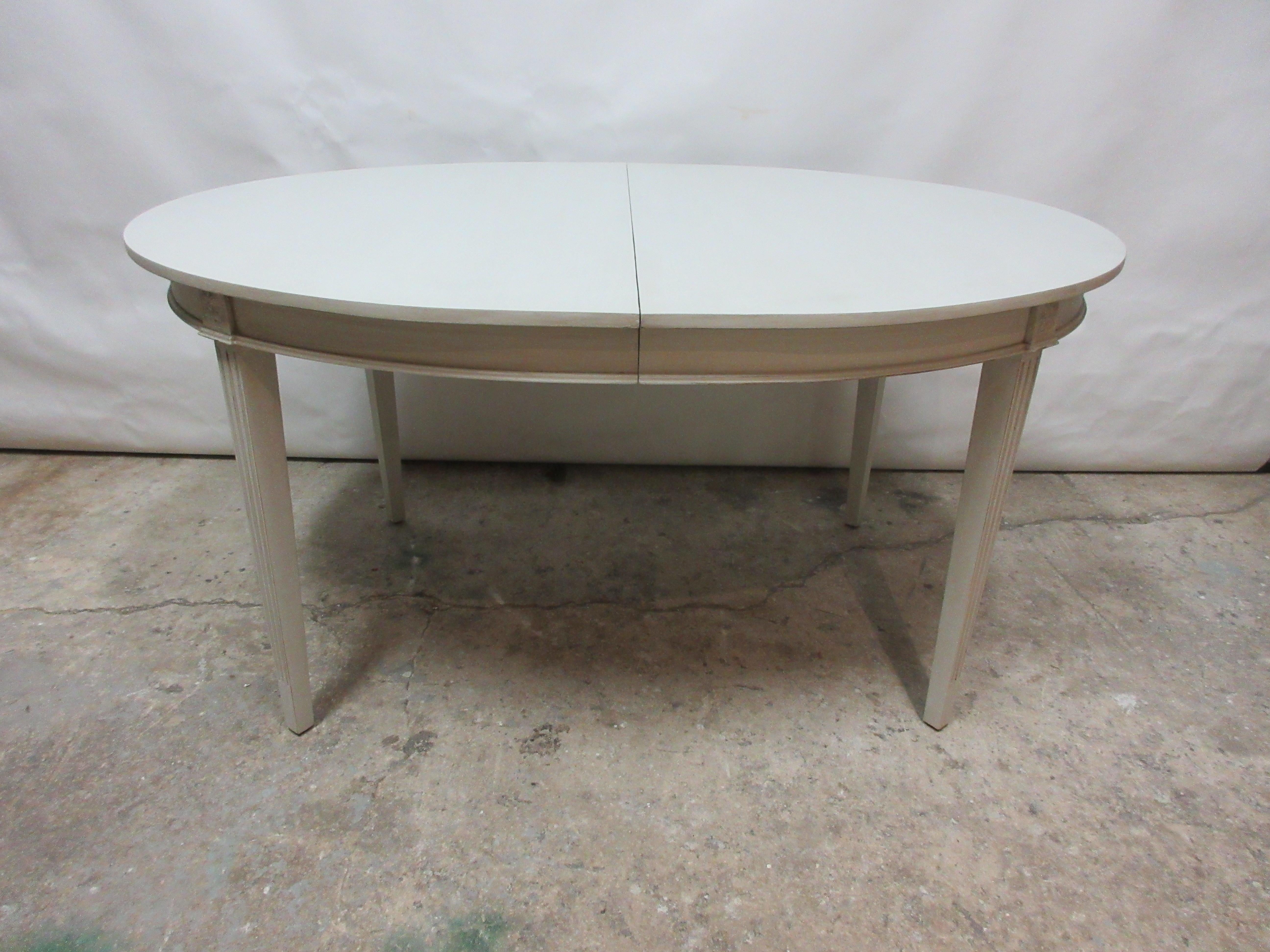 This is a Gustavian style dining table, its been restored and repainted with milk paints 