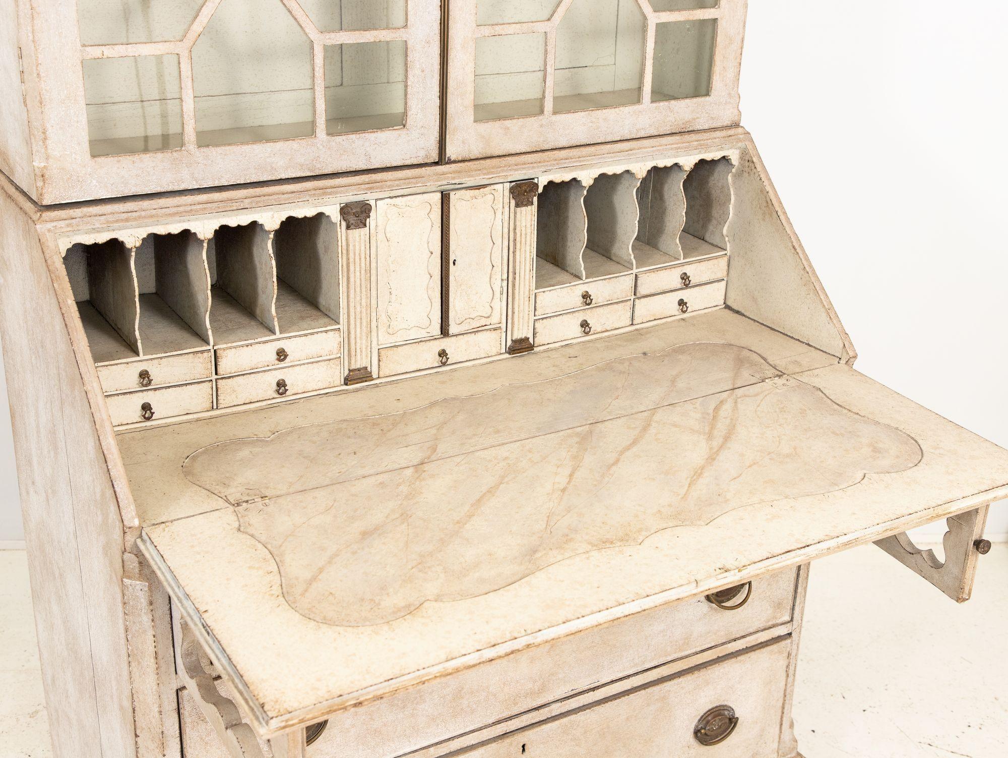 Gustavian Style Drop Front or Slant Front Secretary, Late 19th Century For Sale 5