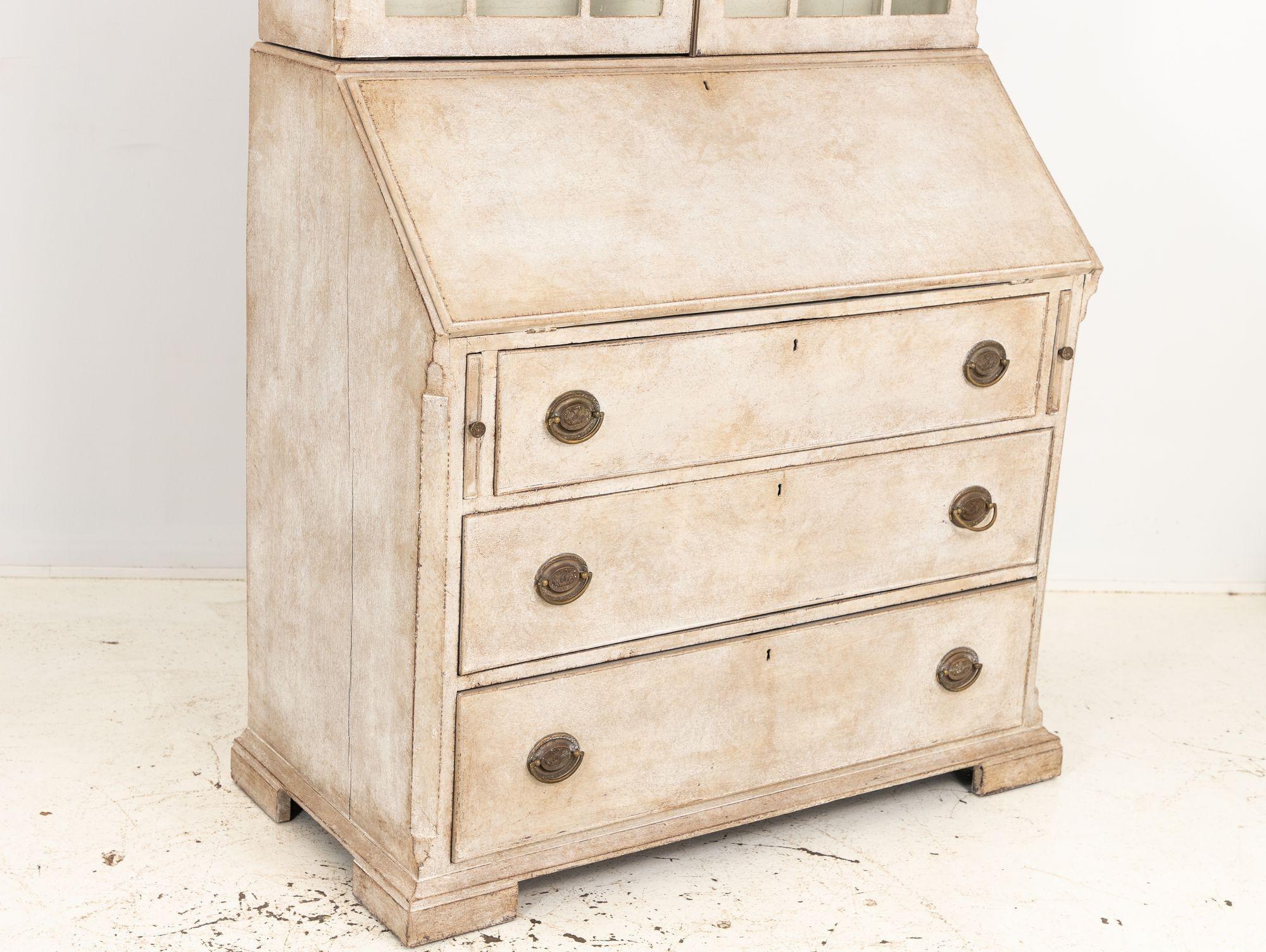Gustavian Style Drop Front or Slant Front Secretary, Late 19th Century For Sale 6