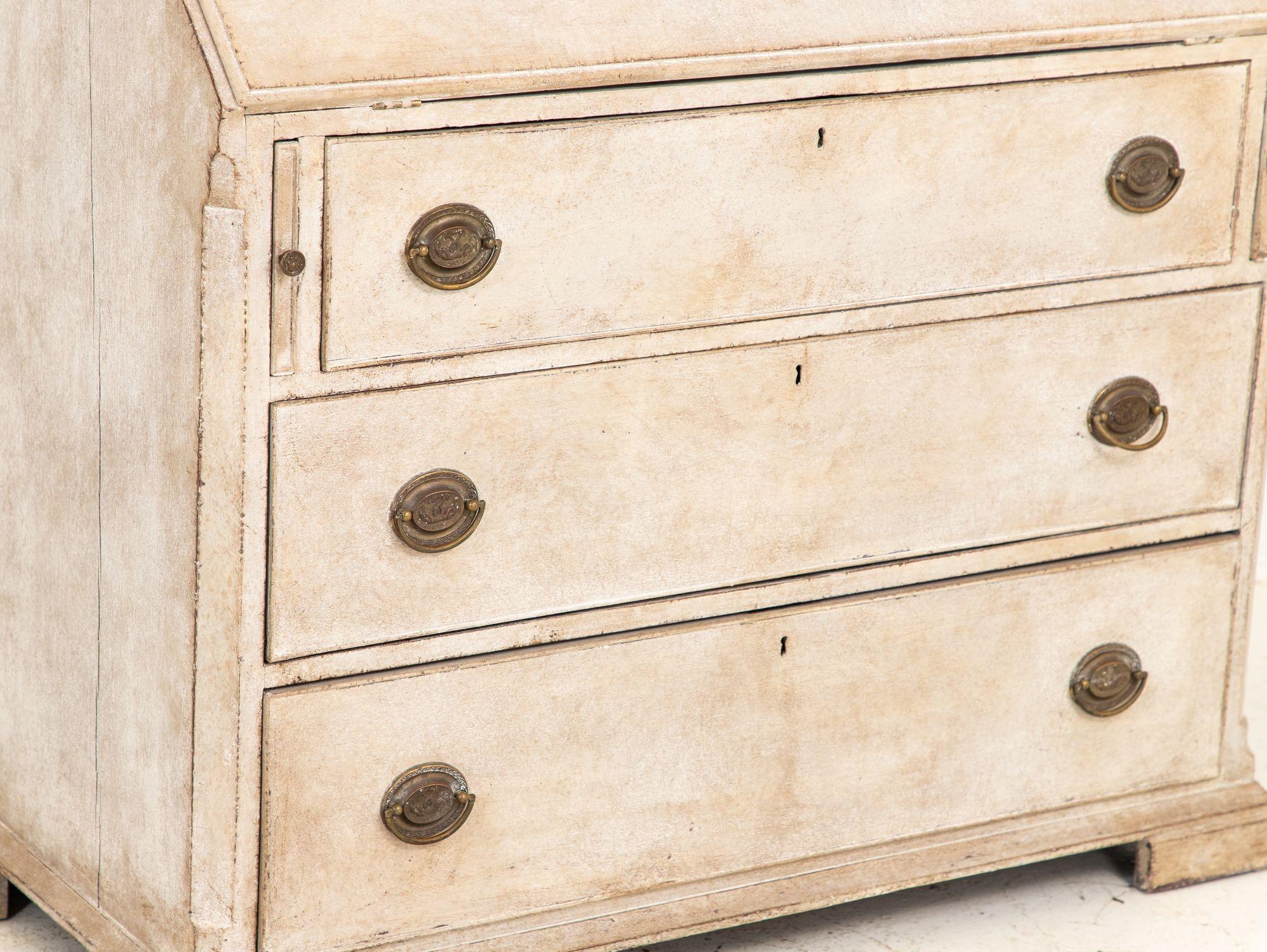 Gustavian Style Drop Front or Slant Front Secretary, Late 19th Century For Sale 7