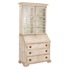 Antique Gustavian Style Drop Front or Slant Front Secretary, Late 19th Century