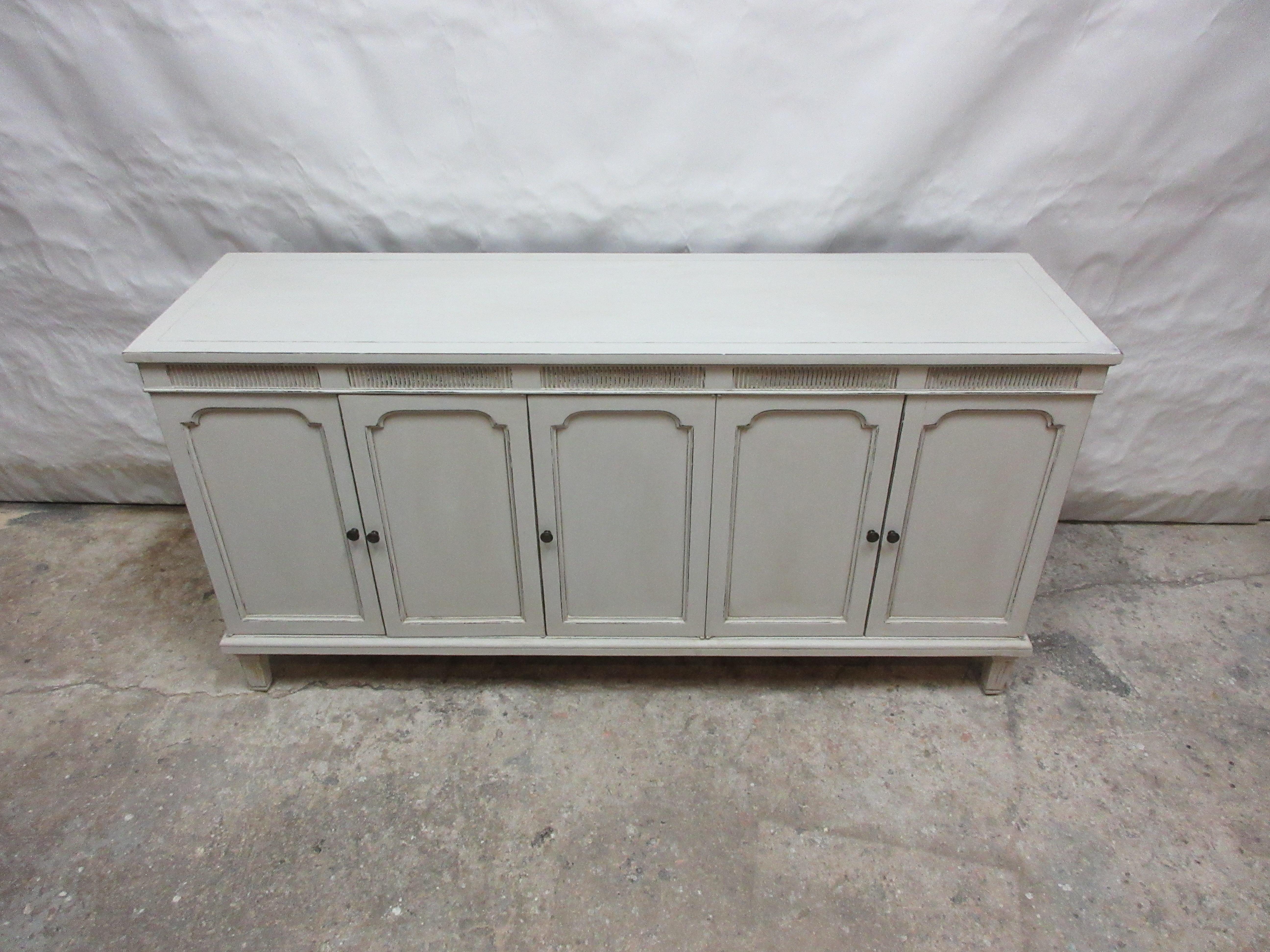 This is a unique Gustavian Style Five Drawer Sideboard. Its been restored and repainted with Milk Paints 