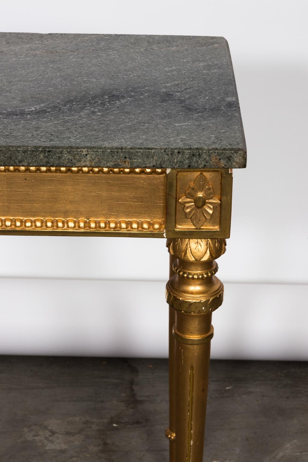 Stone Gustavian Style Giltwood Console Table For Sale