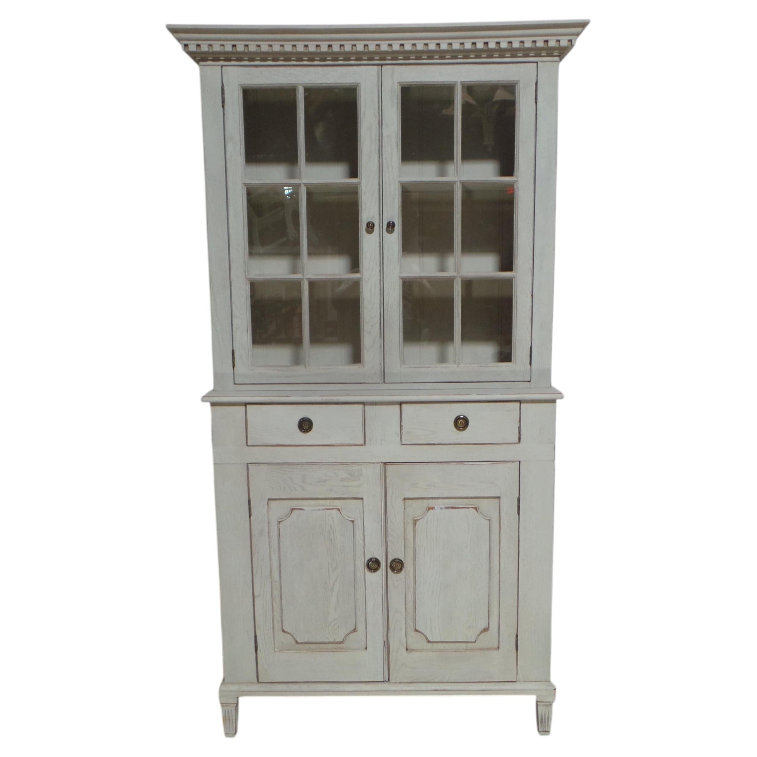 Gustavian Style Glass Door Display Cupboard
