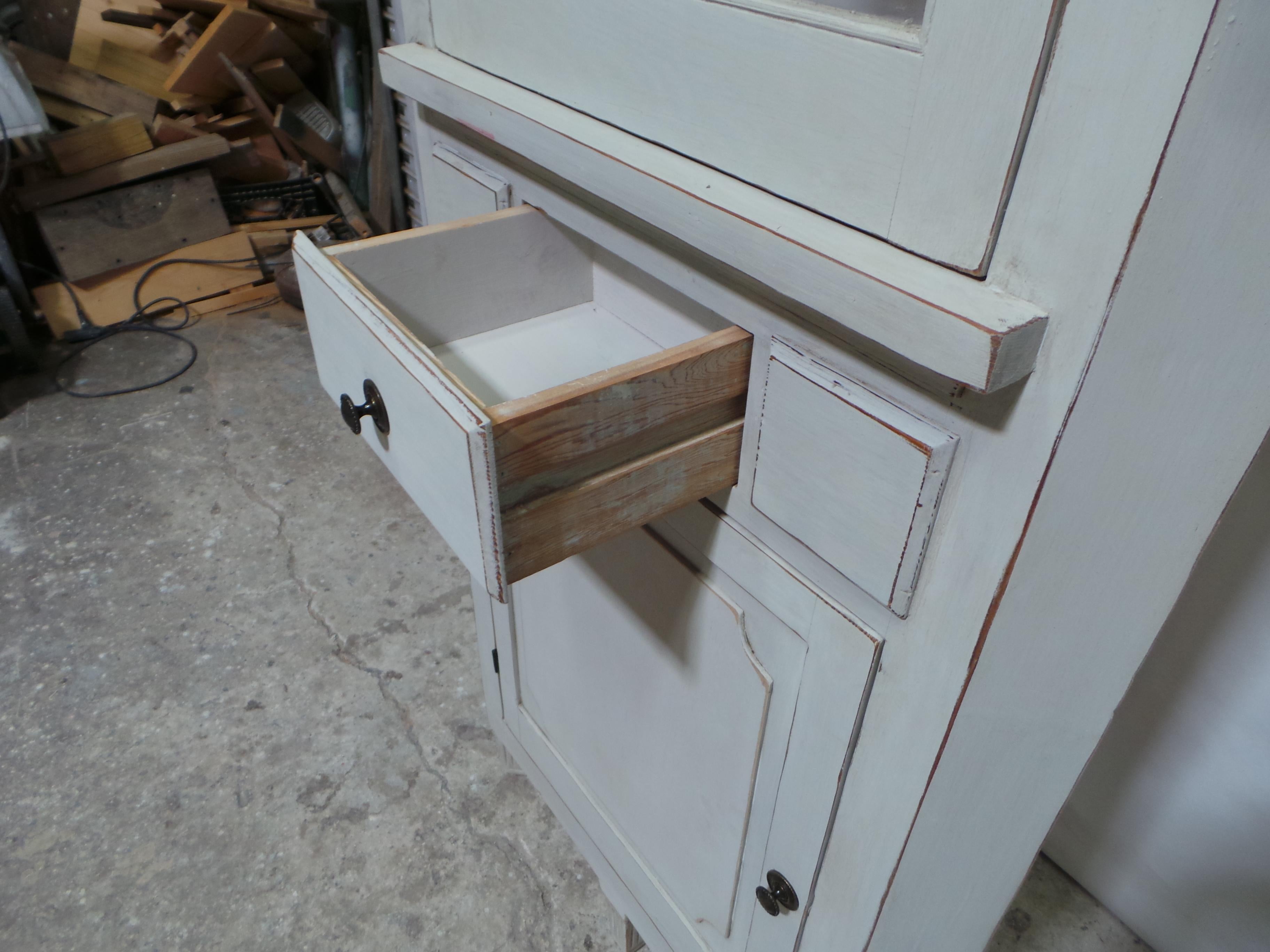 Swedish Gustavian Style Glass Top Corner Cabinet For Sale