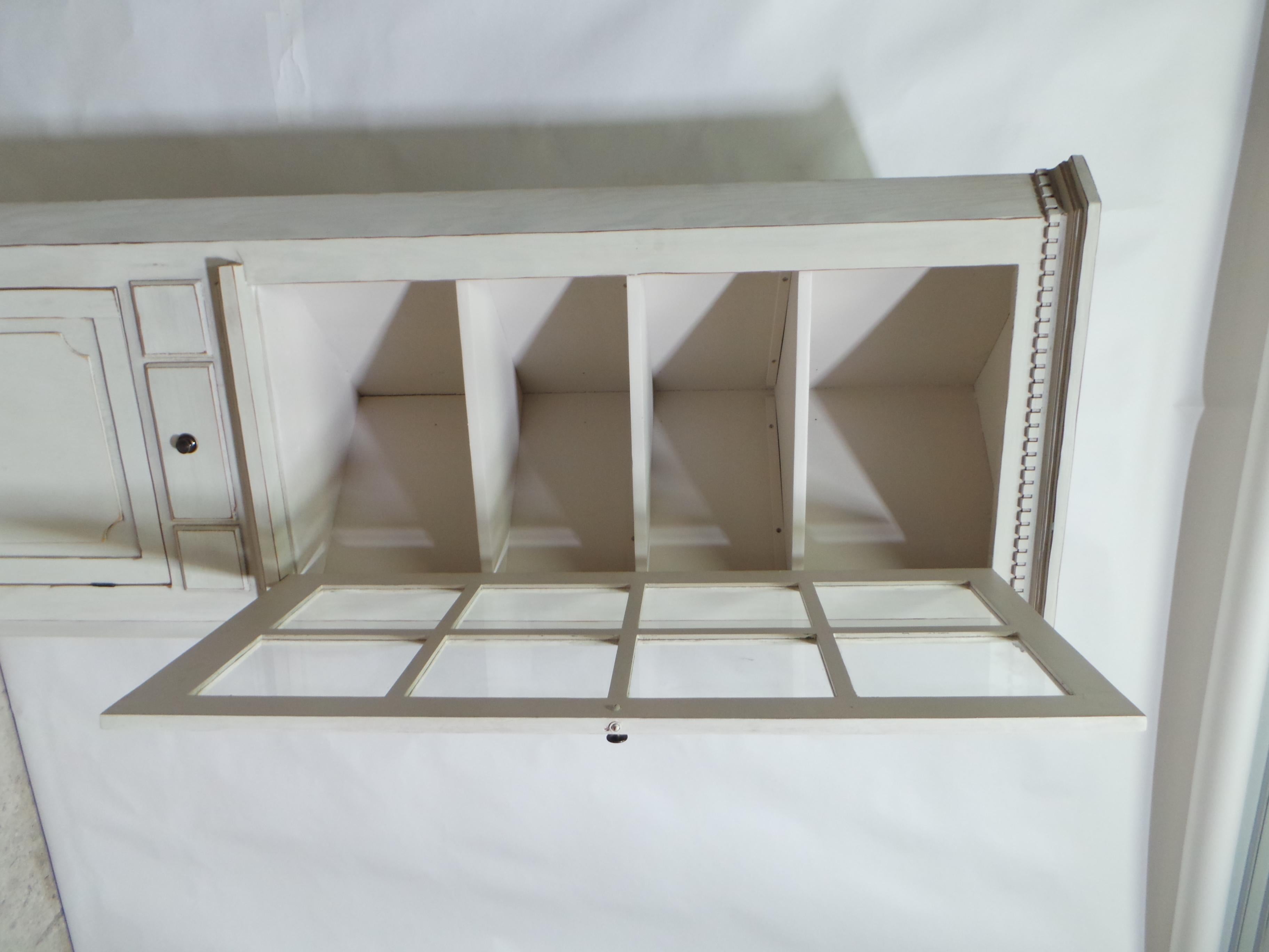 Early 20th Century Gustavian Style Glass Top Corner Cabinet For Sale