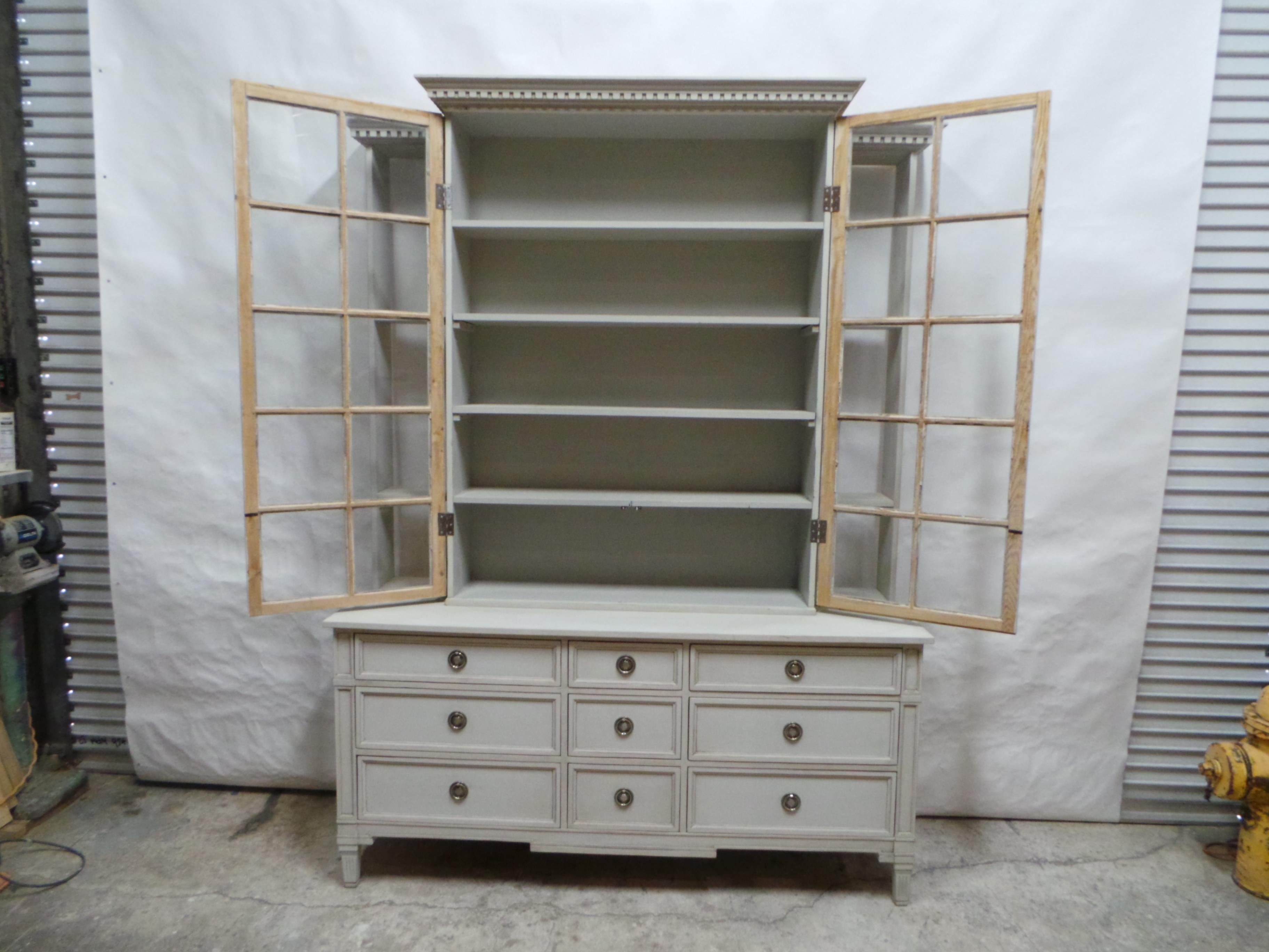 Mid-20th Century Gustavian Style Glass Top Dresser For Sale