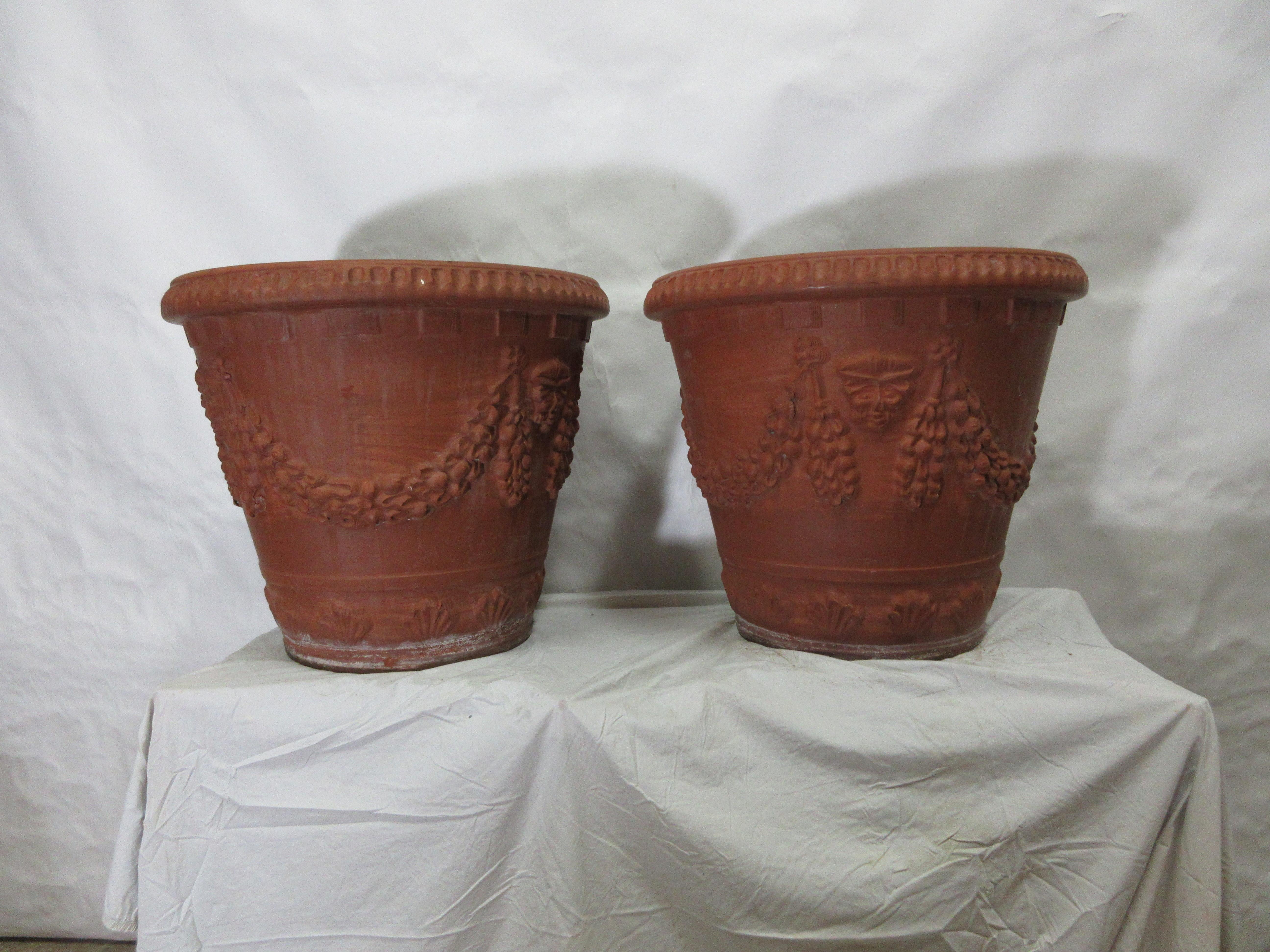 This is a set of 2 original finish Gustavian style Italian terracotta planters. I actually have 6 sets of 2.
