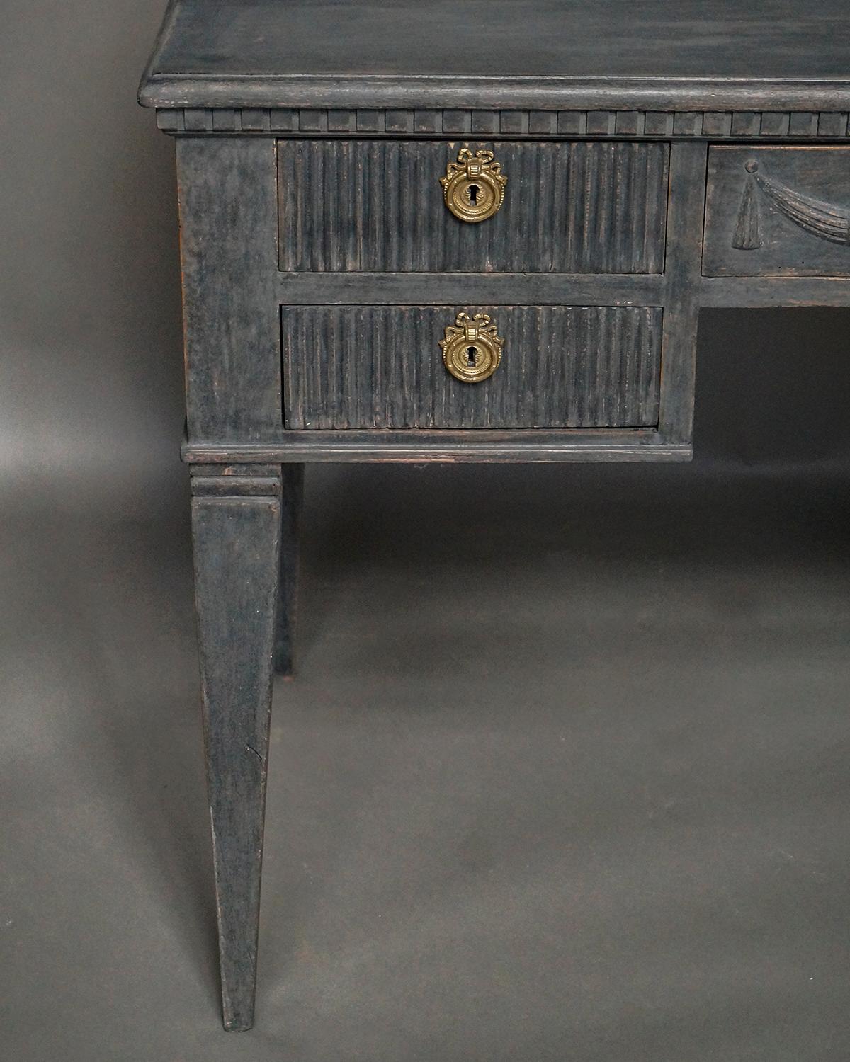 Hand-Carved Gustavian Style Knee Hole Desk