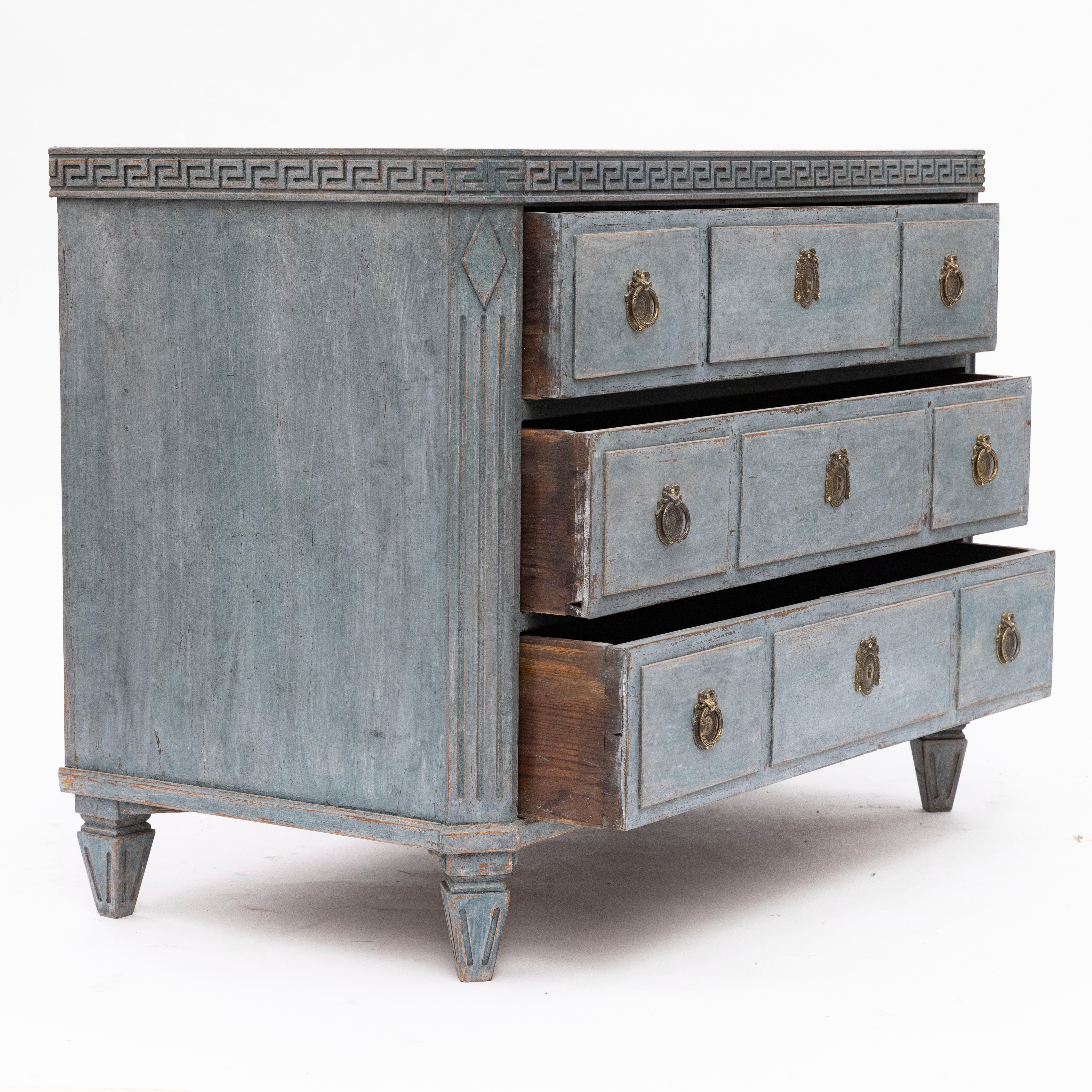 Swedish Gustavian-Style Light Blue Chest of Drawers, Sweden