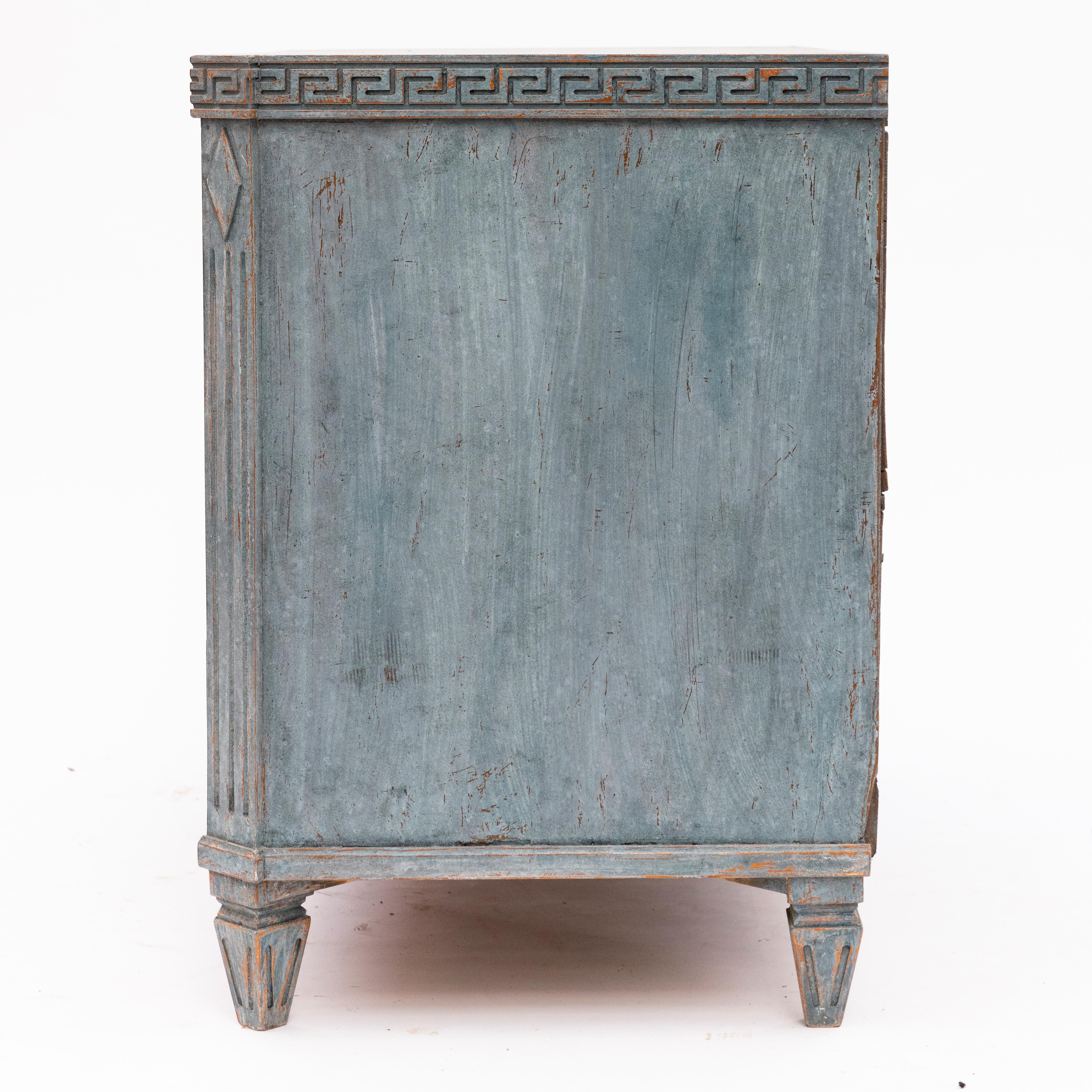 Painted Gustavian-Style Light Blue Chest of Drawers, Sweden