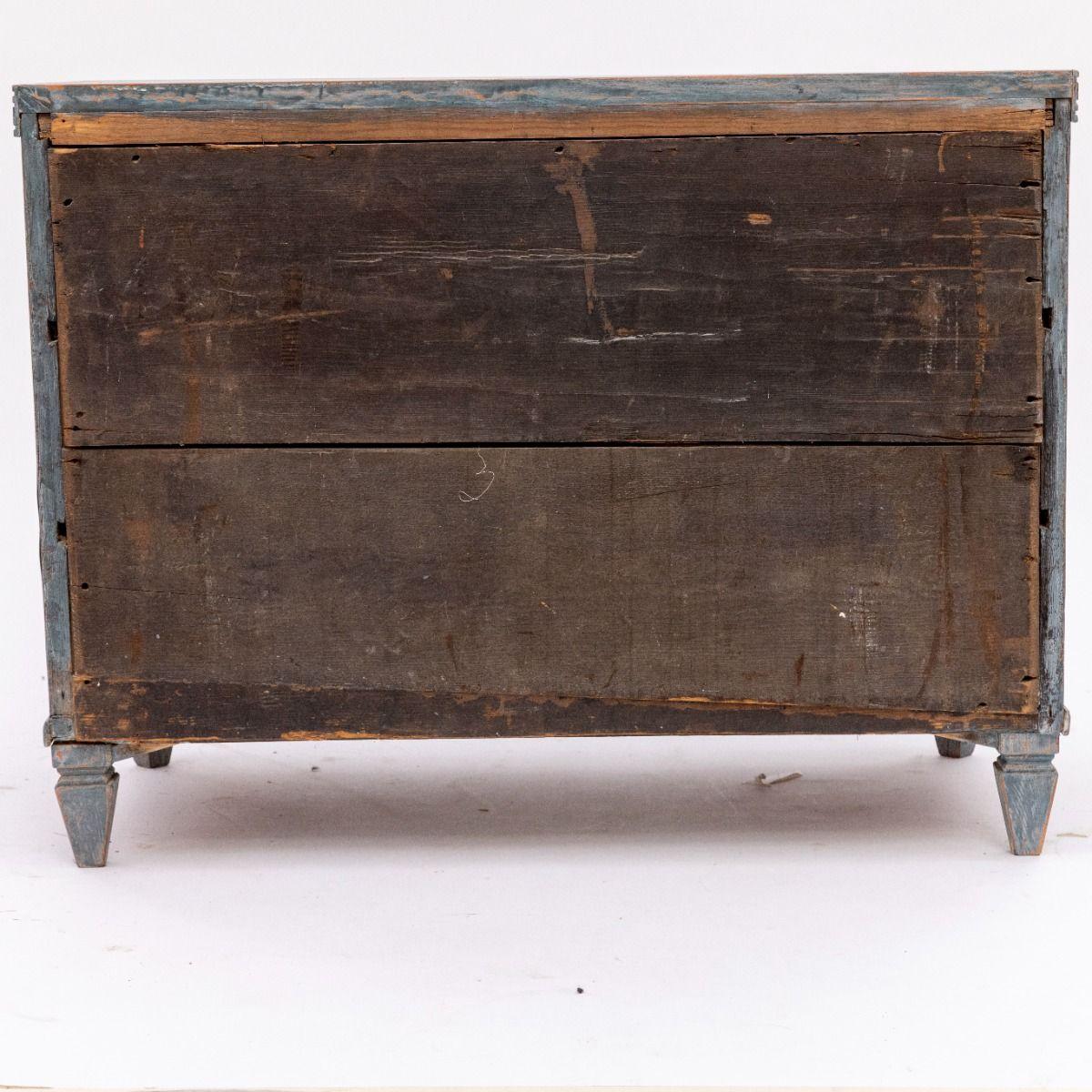 19th Century Gustavian-Style Light Blue Chest of Drawers, Sweden