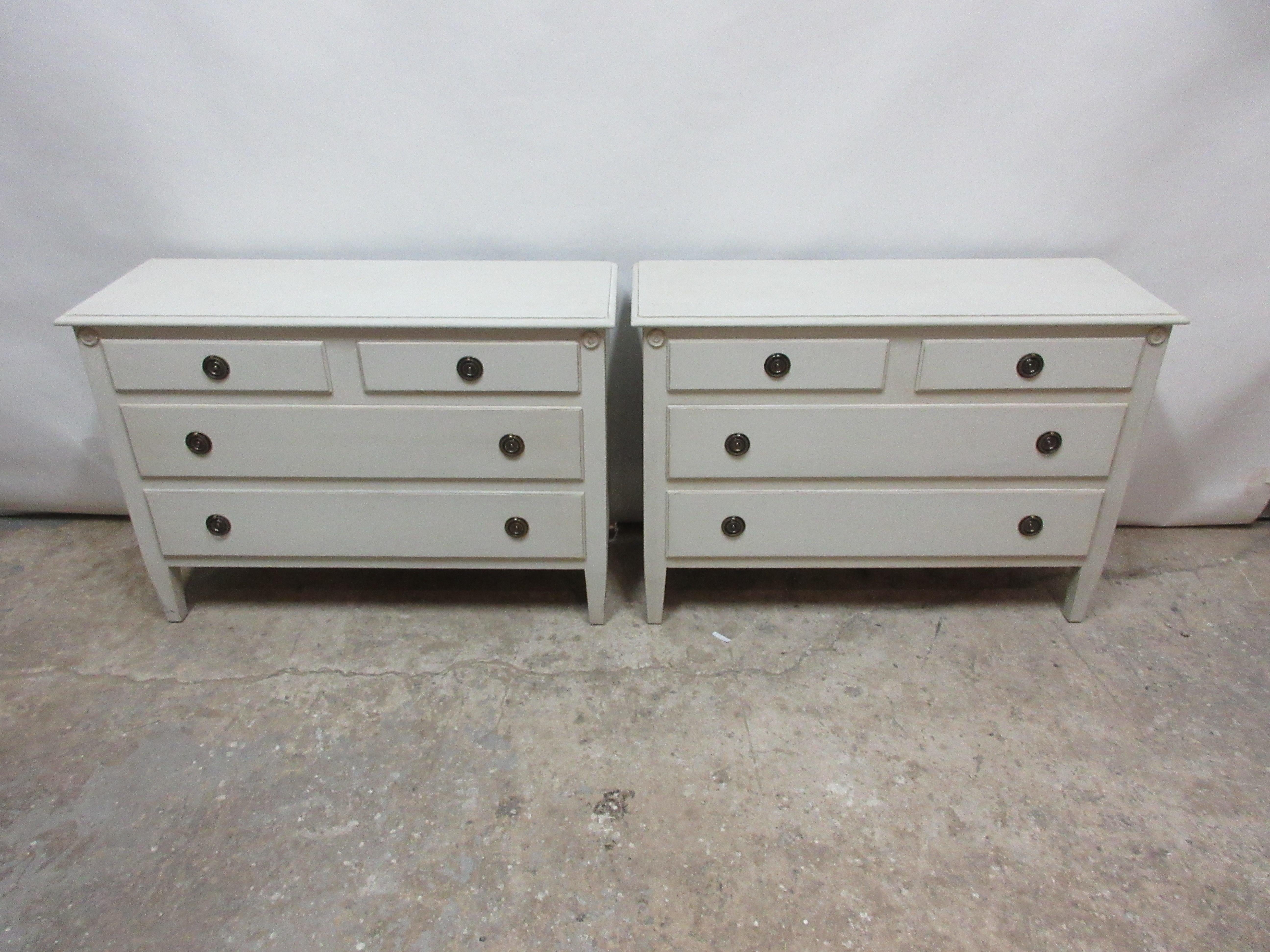 This is a set of 2 Gustavian style matching chests, they have been restored and repainted with Milk Paints 