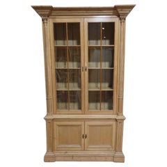 Gustavian Style Natural Wood Glass Top Cabinet