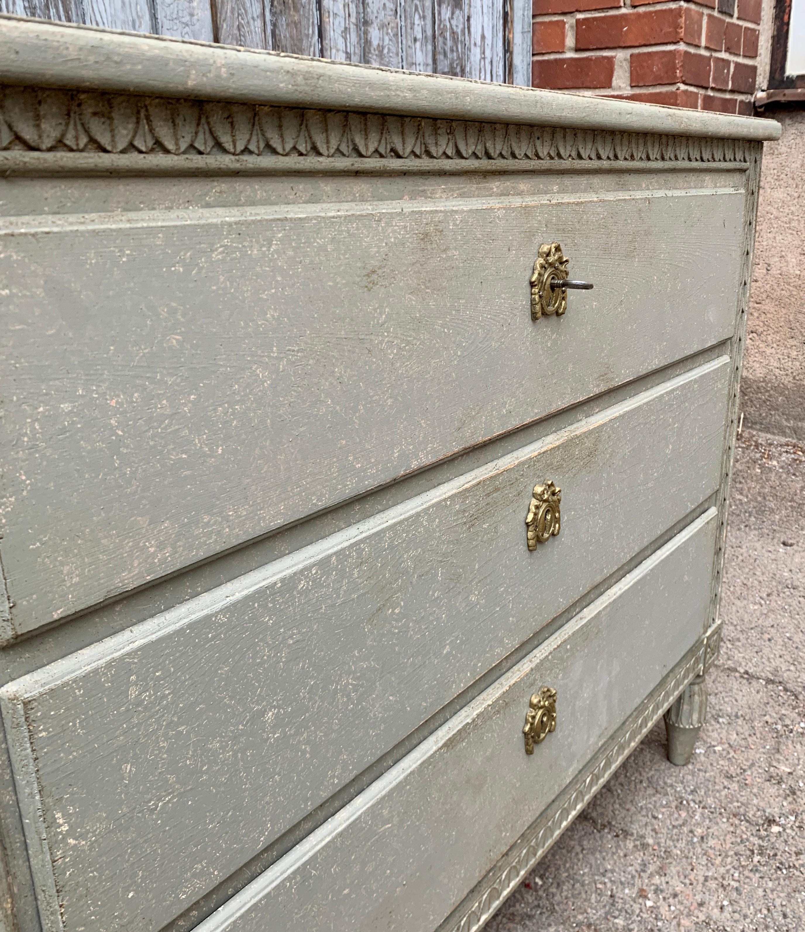 Gustavian Style Painted 3 Drawer Dresser From Sweden 3