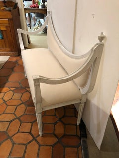 Gustavian Style Painted and Upholstered Loveseat Settee