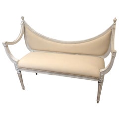 Gustavian Style Painted and Upholstered Loveseat Settee