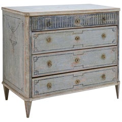 Gustavian-Style Painted Chest of Drawers, 19th Century Gustavian-Style Painted Chest of Drawers, 19th Century