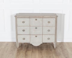 Gustavian Style Painted Chest of Drawers with Brass Handles