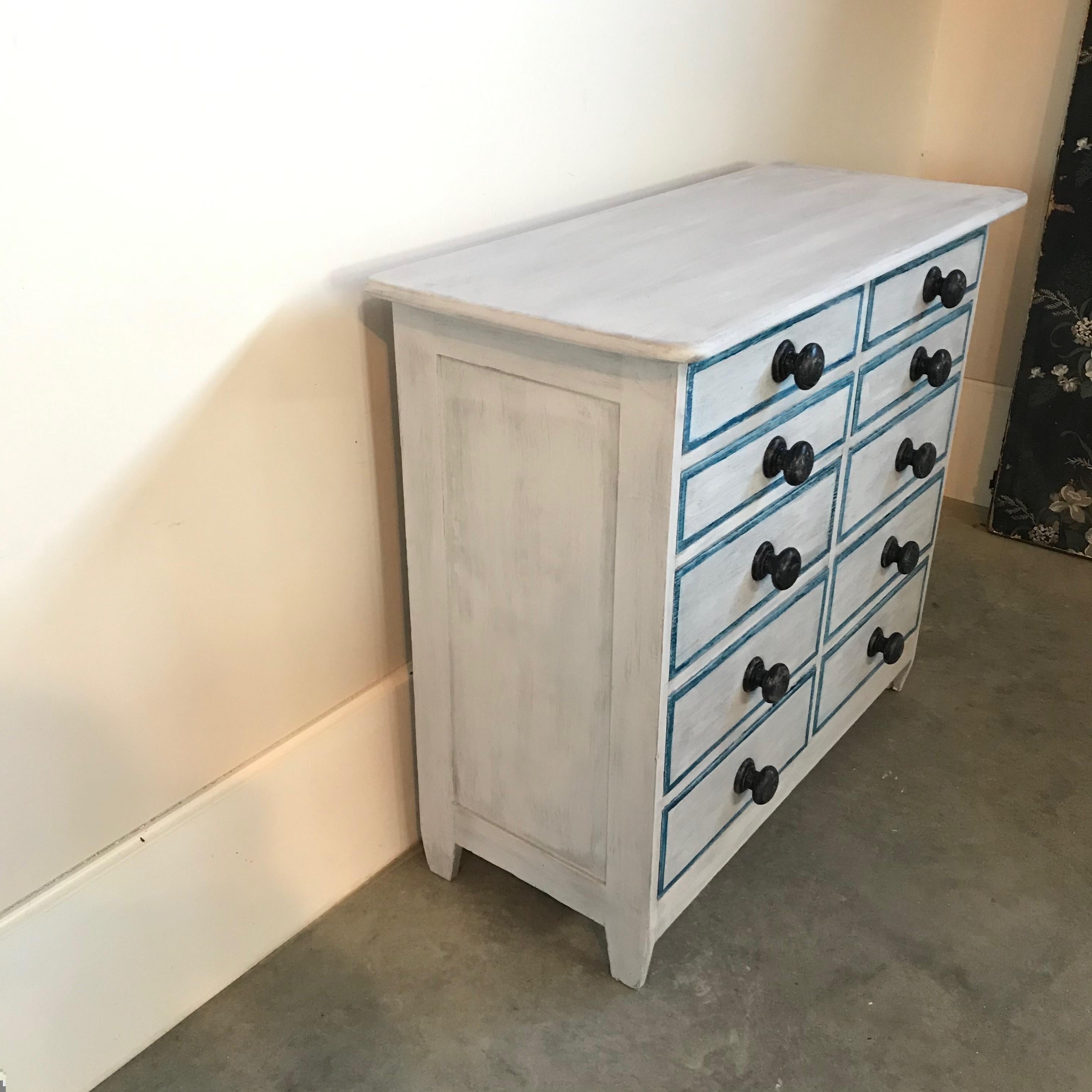 19th Century Gustavian Style Painted Chest or Commode with 10 Drawers
