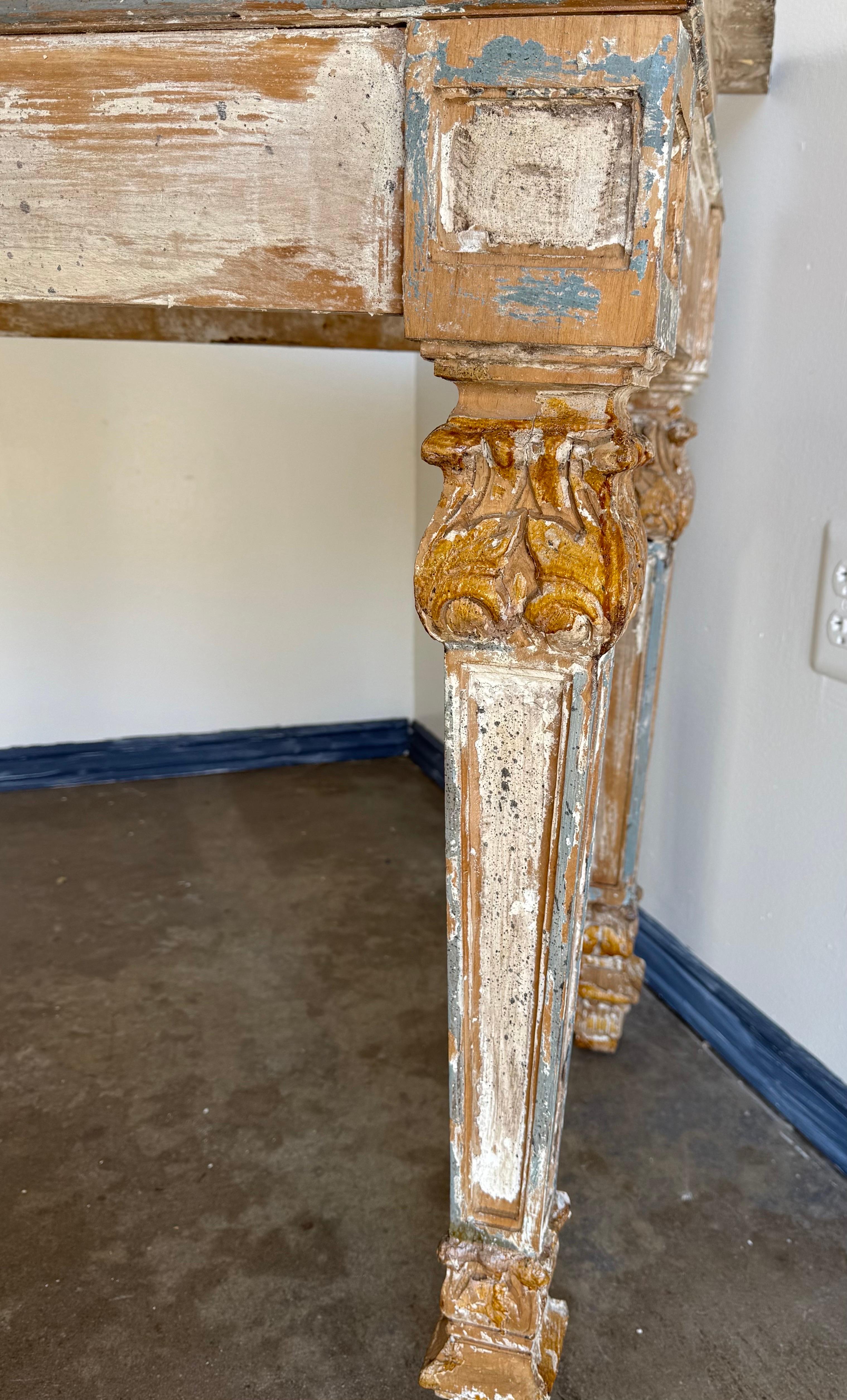 Gesso Gustavian Style Painted Console-Pair Available if Needed For Sale