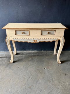 Gustavian-Style Painted Console Table with Two Drawers