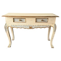 Gustavian-Style Painted Console Table with Two Drawers