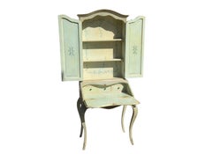 Gustavian Style Painted Light Blue Secretary Desk Cabinet