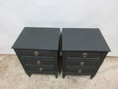 Gustavian Style Satin Black Nightstands