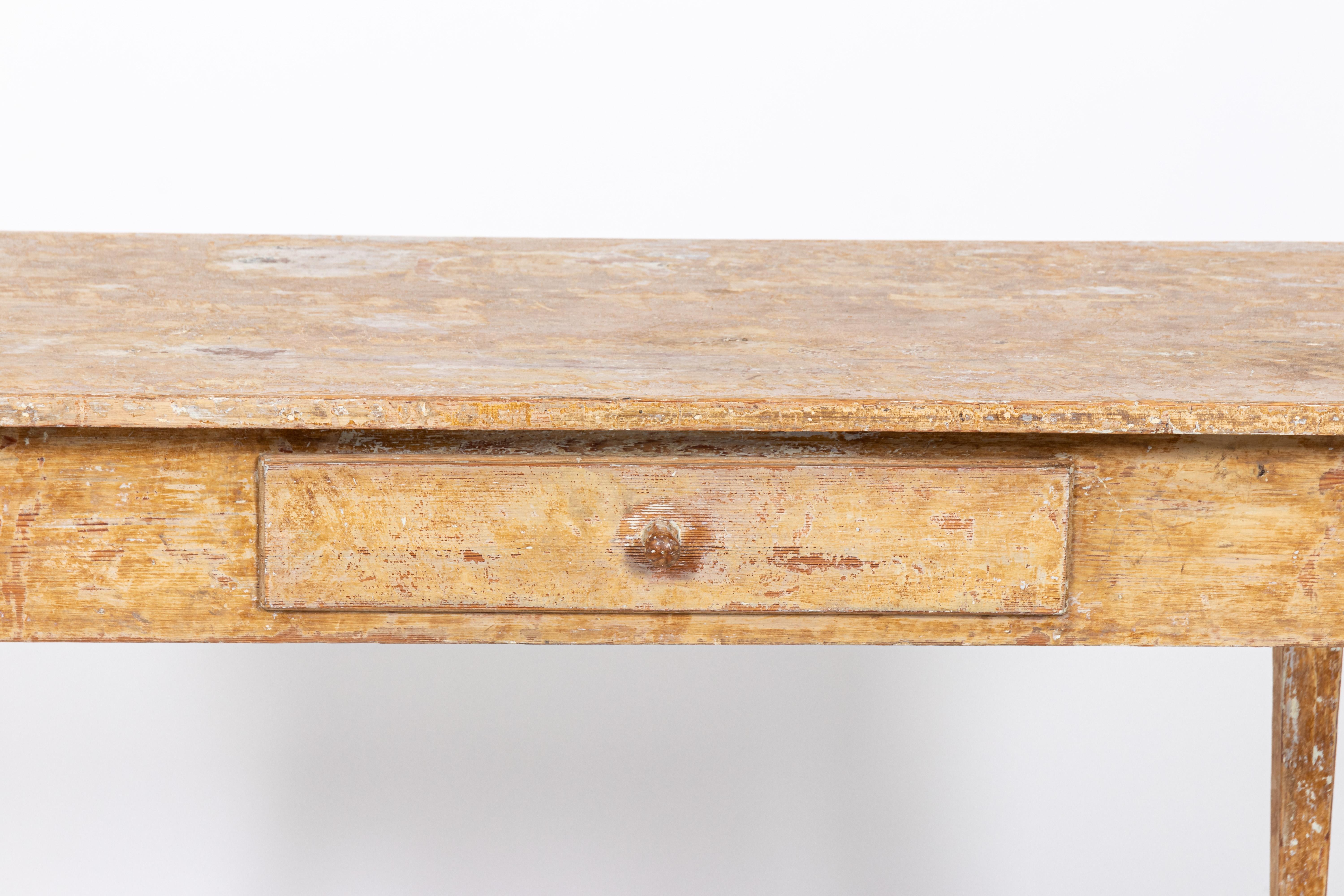 Antique Gustavian Style Writing Desk with Dry Scraped Finish In Good Condition In South Salem, NY